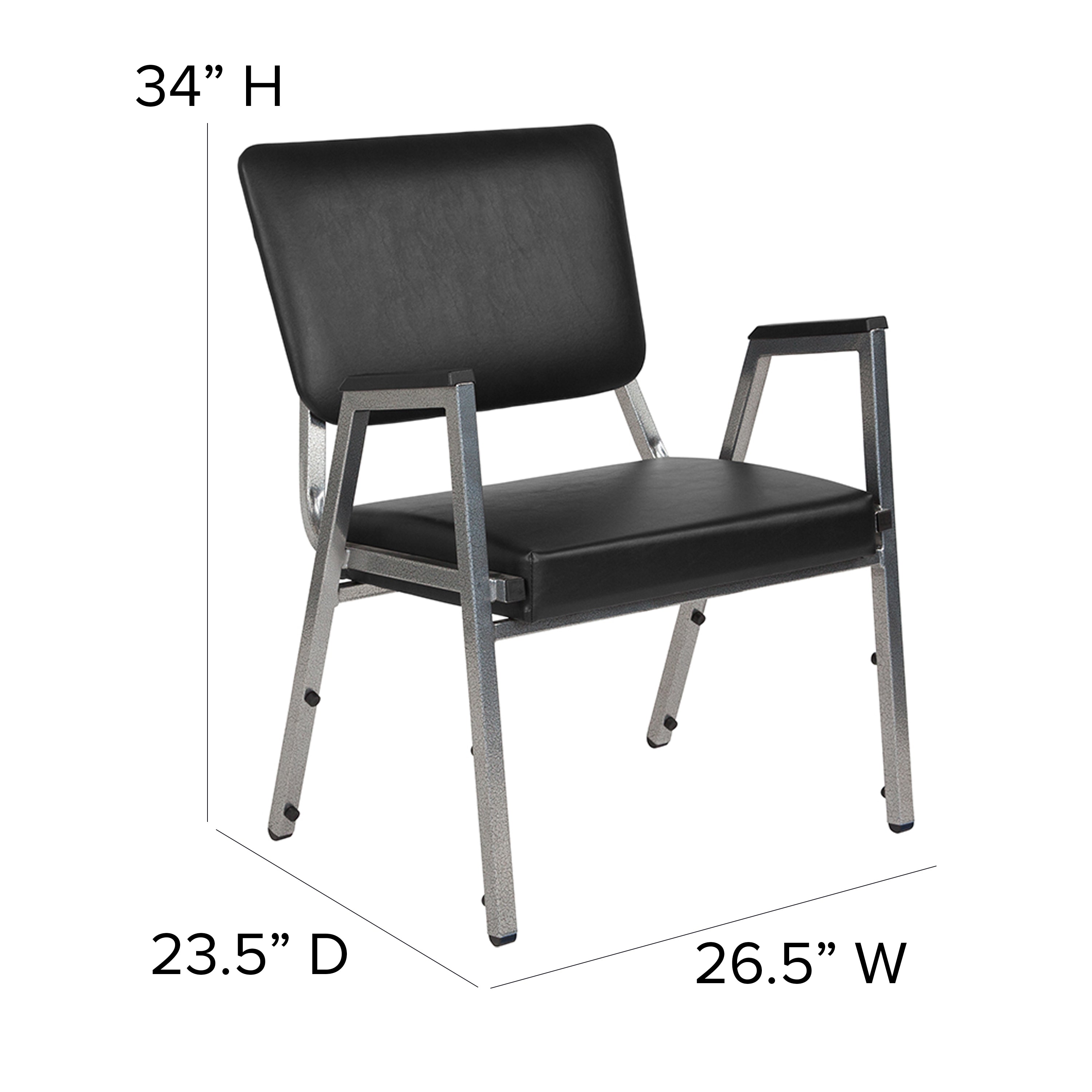 HERCULES Series 1000 lb. Rated Antimicrobial Bariatric medical Reception Arm Chair with 3/4 Panel Back-Bariatric Antimicrobial Stack Chair-Flash Furniture-Wall2Wall Furnishings