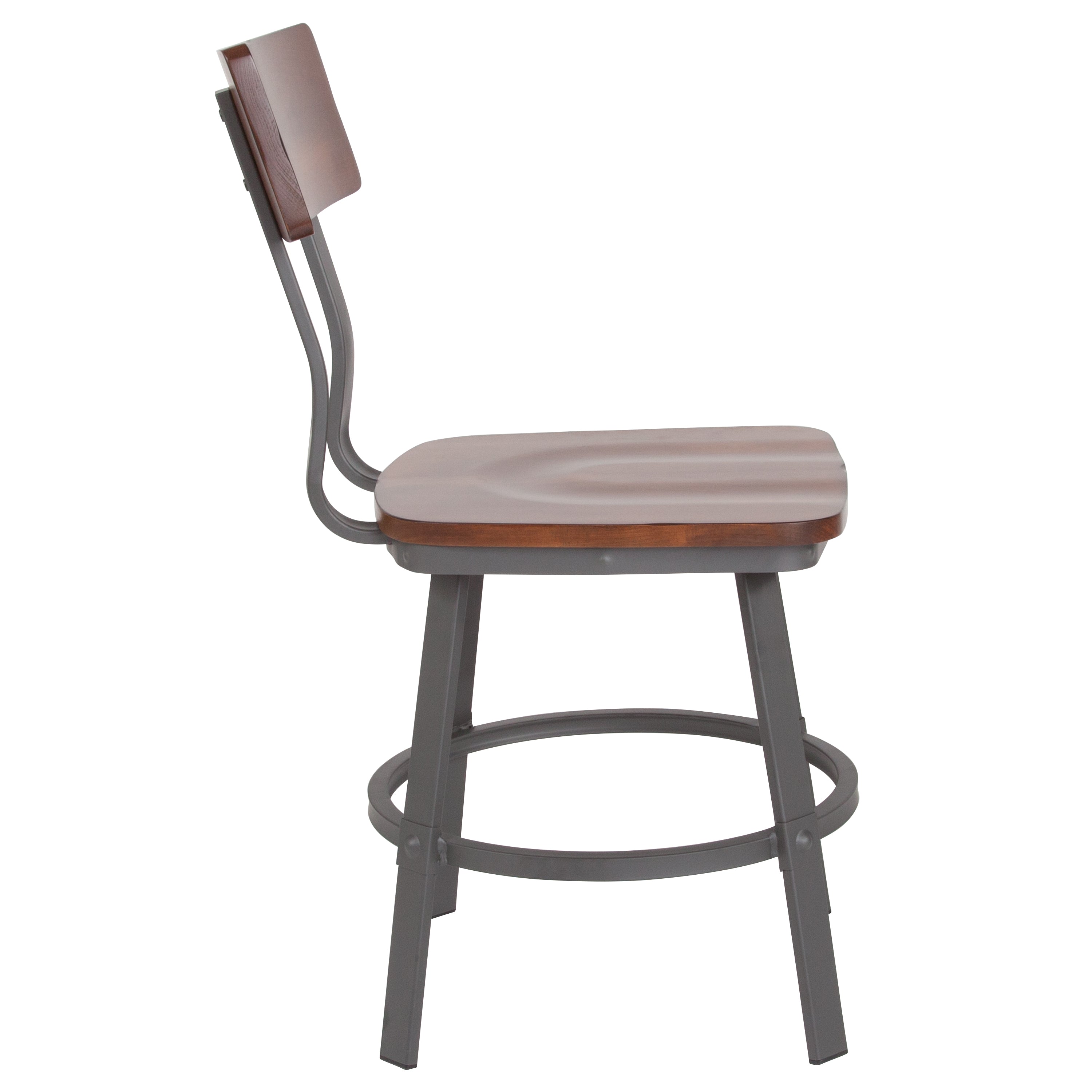 Restaurant Chair with Wood Seat & Back and Powder Coat Frame-Metal Restaurant Chair-Flash Furniture-Wall2Wall Furnishings