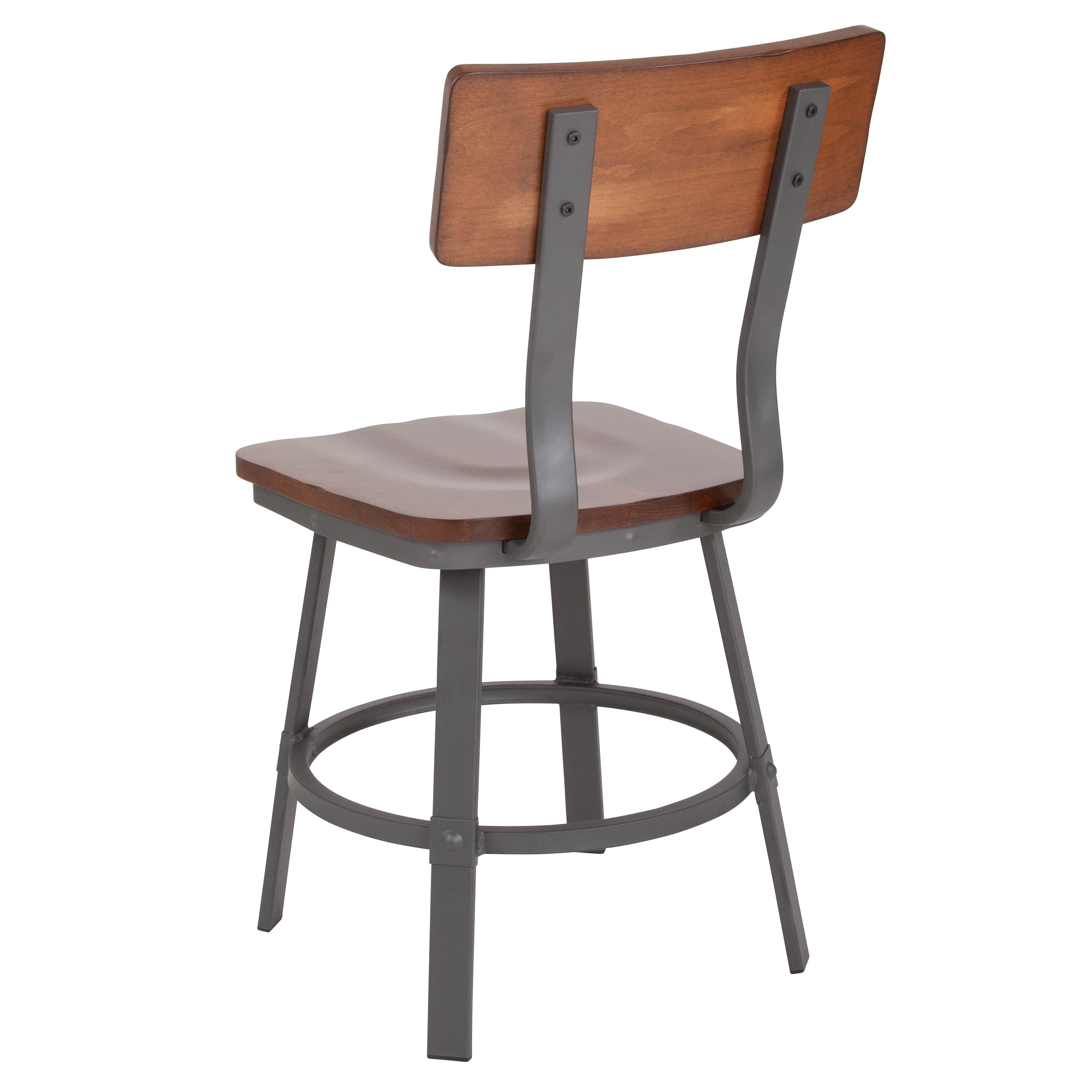 Restaurant Chair with Wood Seat & Back and Powder Coat Frame-Metal Restaurant Chair-Flash Furniture-Wall2Wall Furnishings