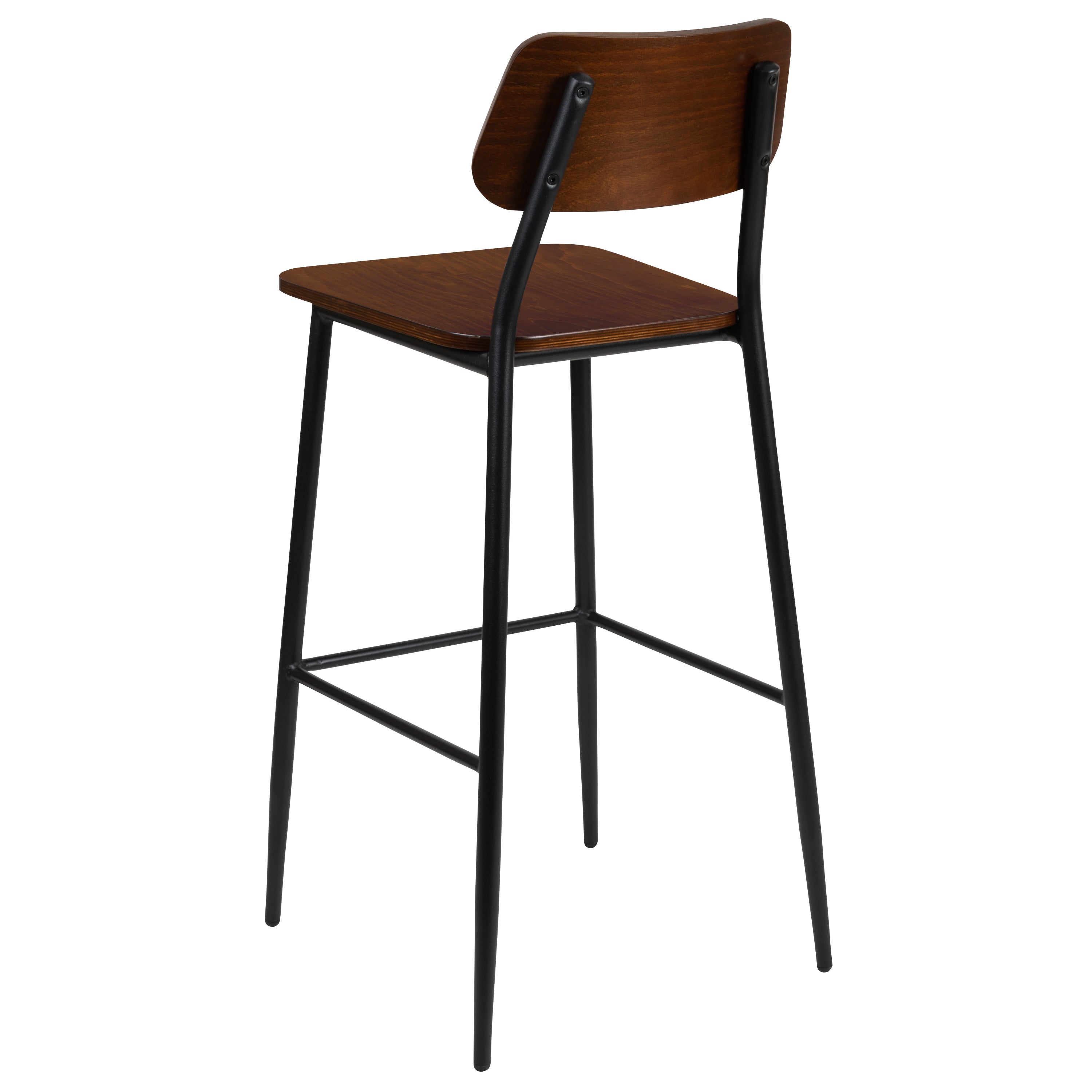 Industrial Barstool with Steel Frame and Rustic Wood Seat-Bar Stool-Flash Furniture-Wall2Wall Furnishings