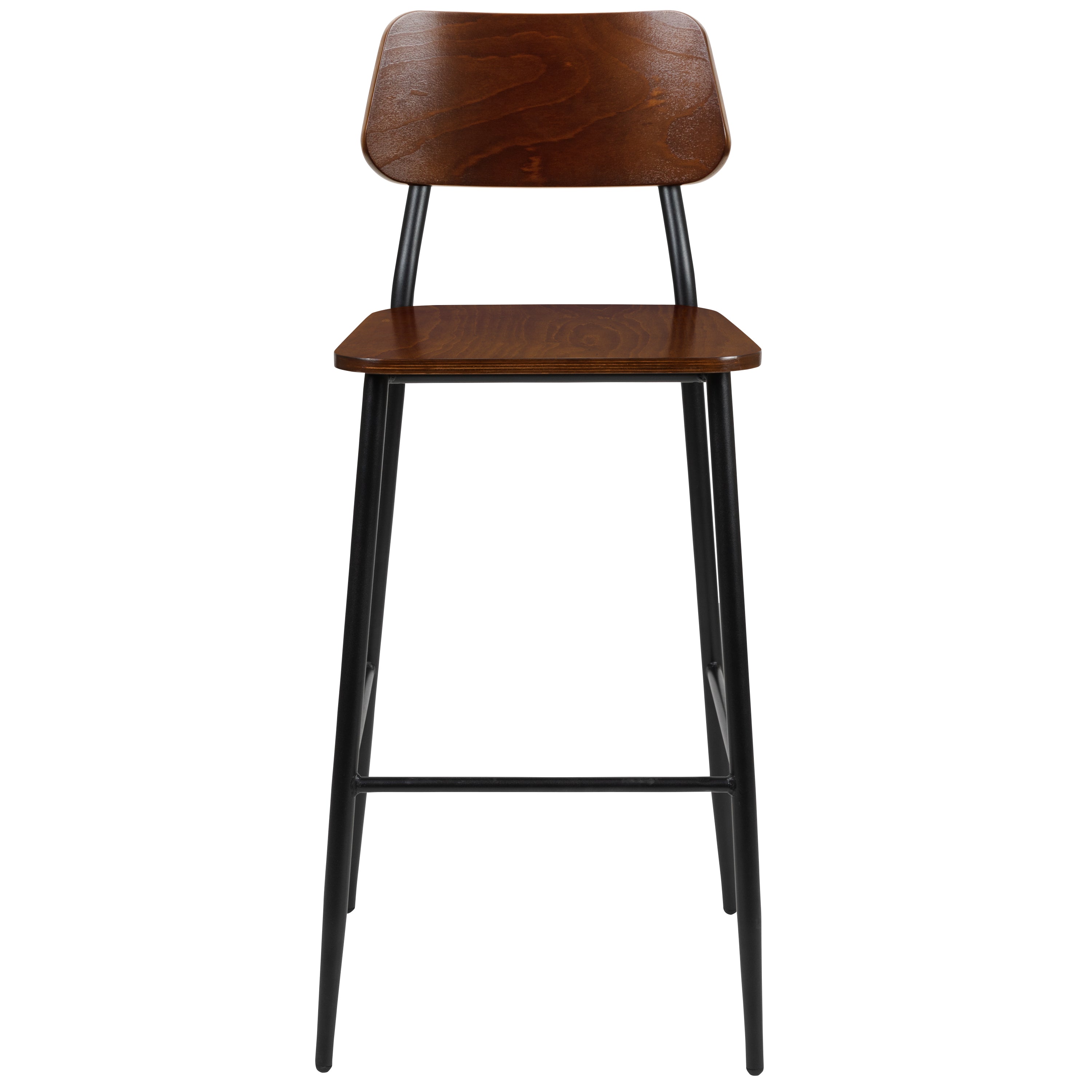 Industrial Barstool with Steel Frame and Rustic Wood Seat-Bar Stool-Flash Furniture-Wall2Wall Furnishings