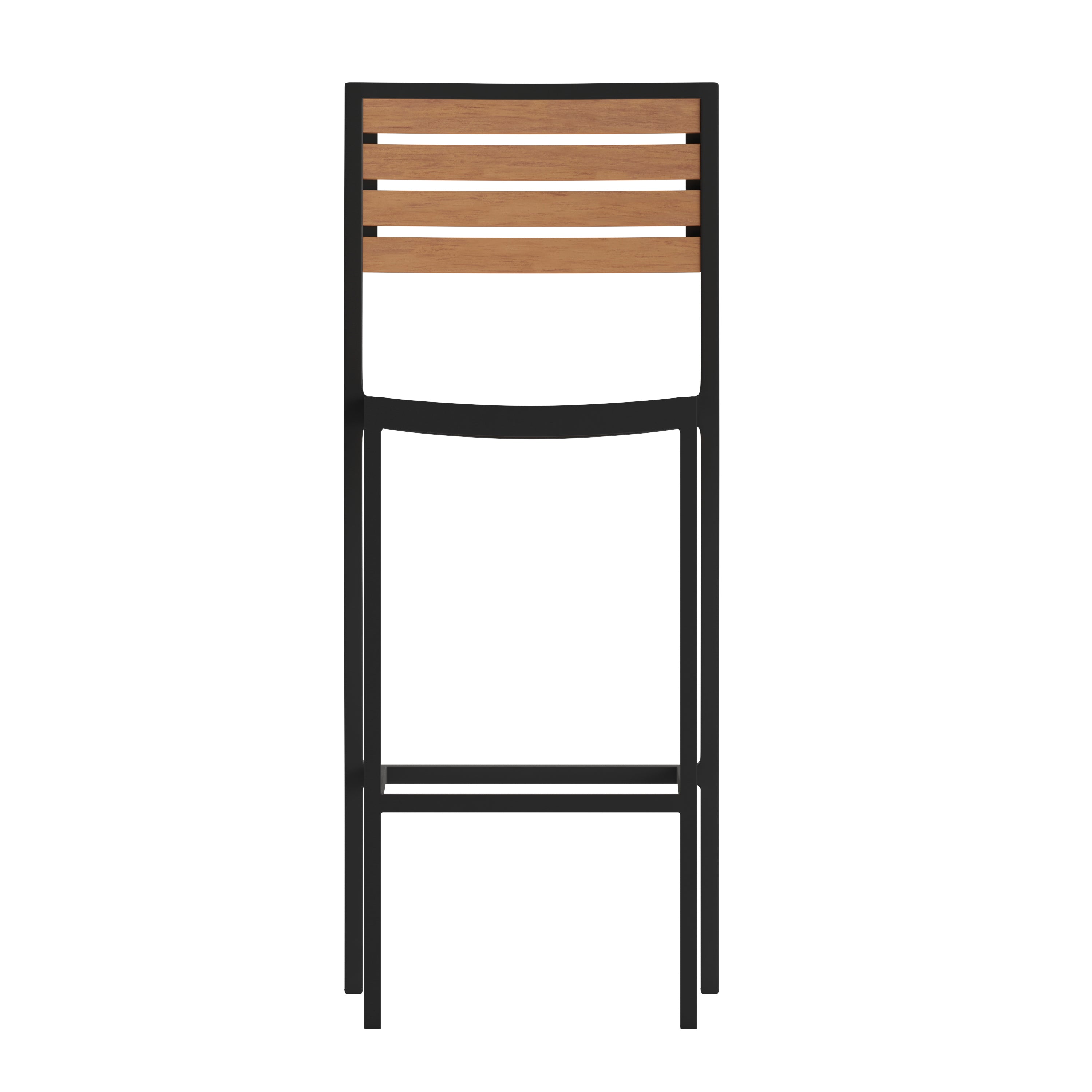 Lark Commercial Grade Bar Height Stool, All-Weather Outdoor Bar Stool with Faux Wood Poly Resin Slats and Aluminum Frame-Patio Barstool-Flash Furniture-Wall2Wall Furnishings