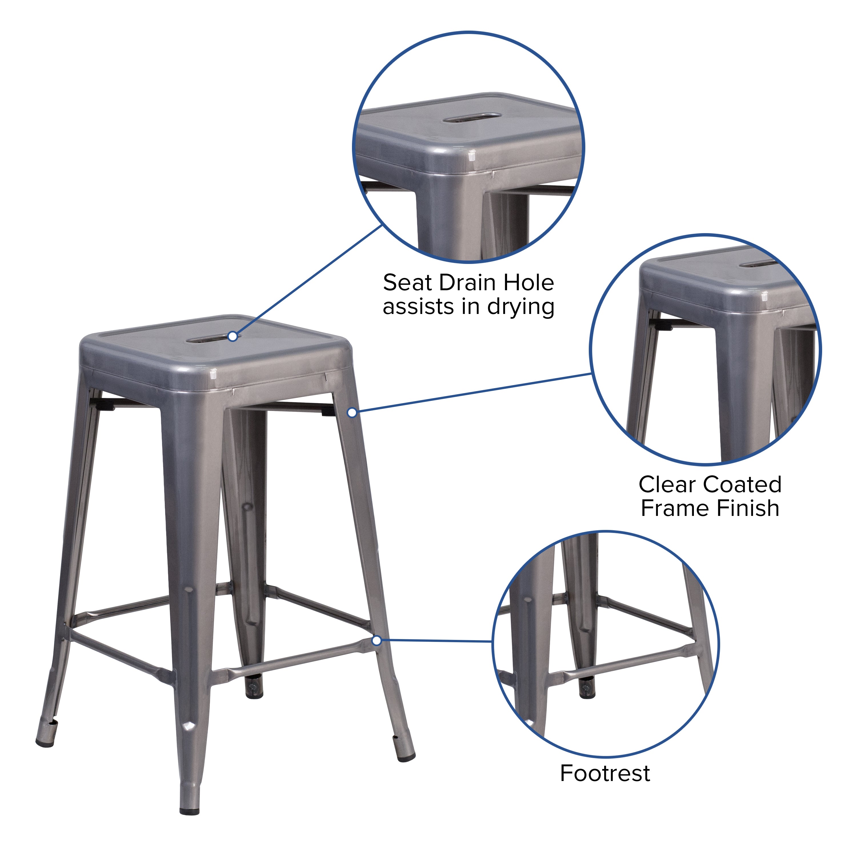 24'' High Backless Metal Indoor Counter Height Stool with Square Seat-Metal Colorful Restaurant Counter Stool-Flash Furniture-Wall2Wall Furnishings