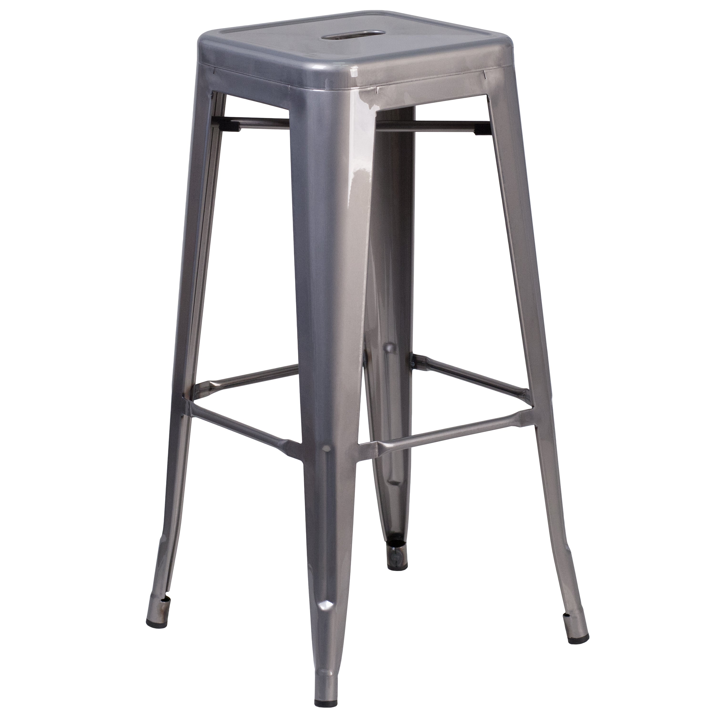 30'' High Backless Metal Indoor Barstool with Square Seat-Bar Stool-Flash Furniture-Wall2Wall Furnishings