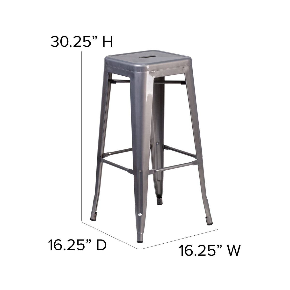 30'' High Backless Metal Indoor Barstool with Square Seat