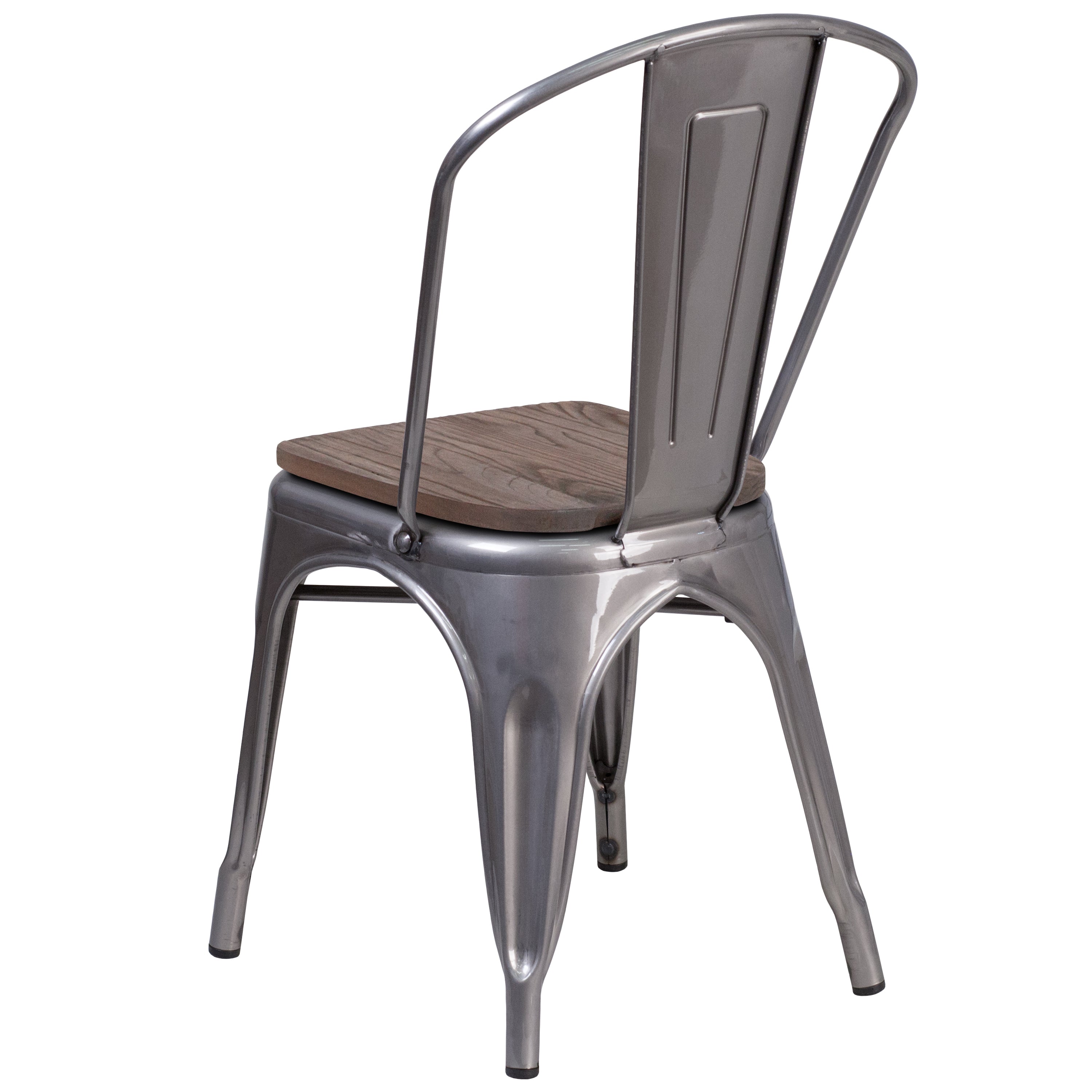 Metal Stackable Chair with Wood Seat-Metal/ Colorful Restaurant Chair-Flash Furniture-Wall2Wall Furnishings