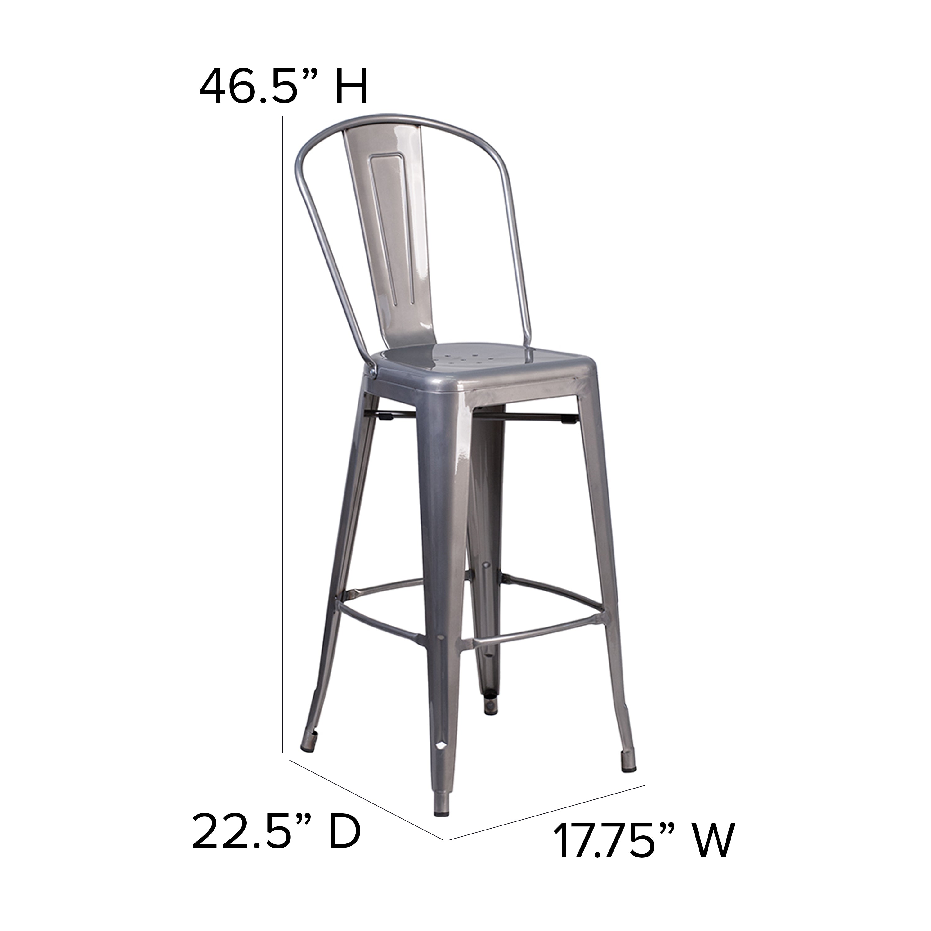 30'' High Indoor Barstool with Back-Bar Stool-Flash Furniture-Wall2Wall Furnishings