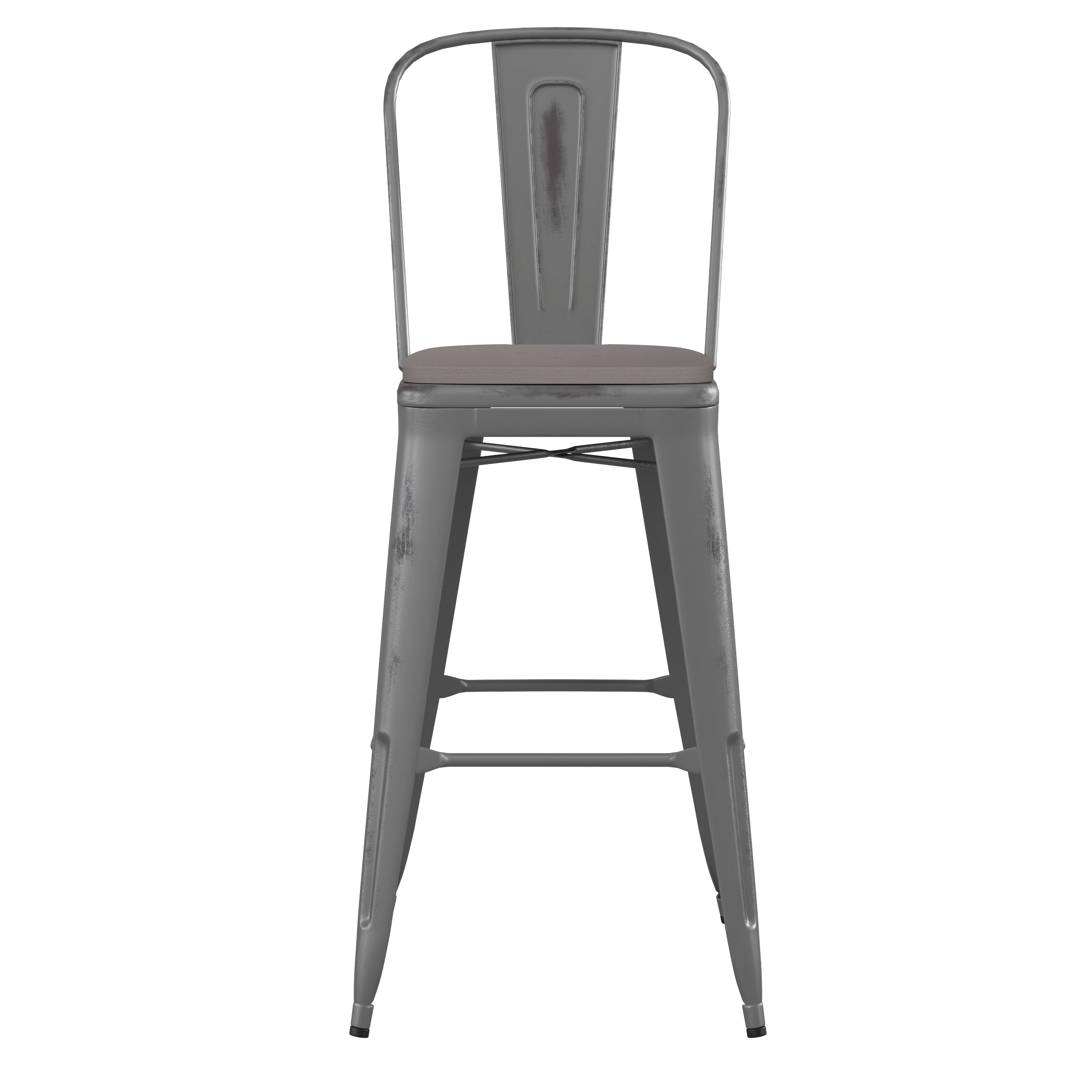 Lincoln 30'' High Indoor Bar Height Stool with Back with Poly Resin Wood Seat-Metal Colorful Restaurant Barstool-Flash Furniture-Wall2Wall Furnishings