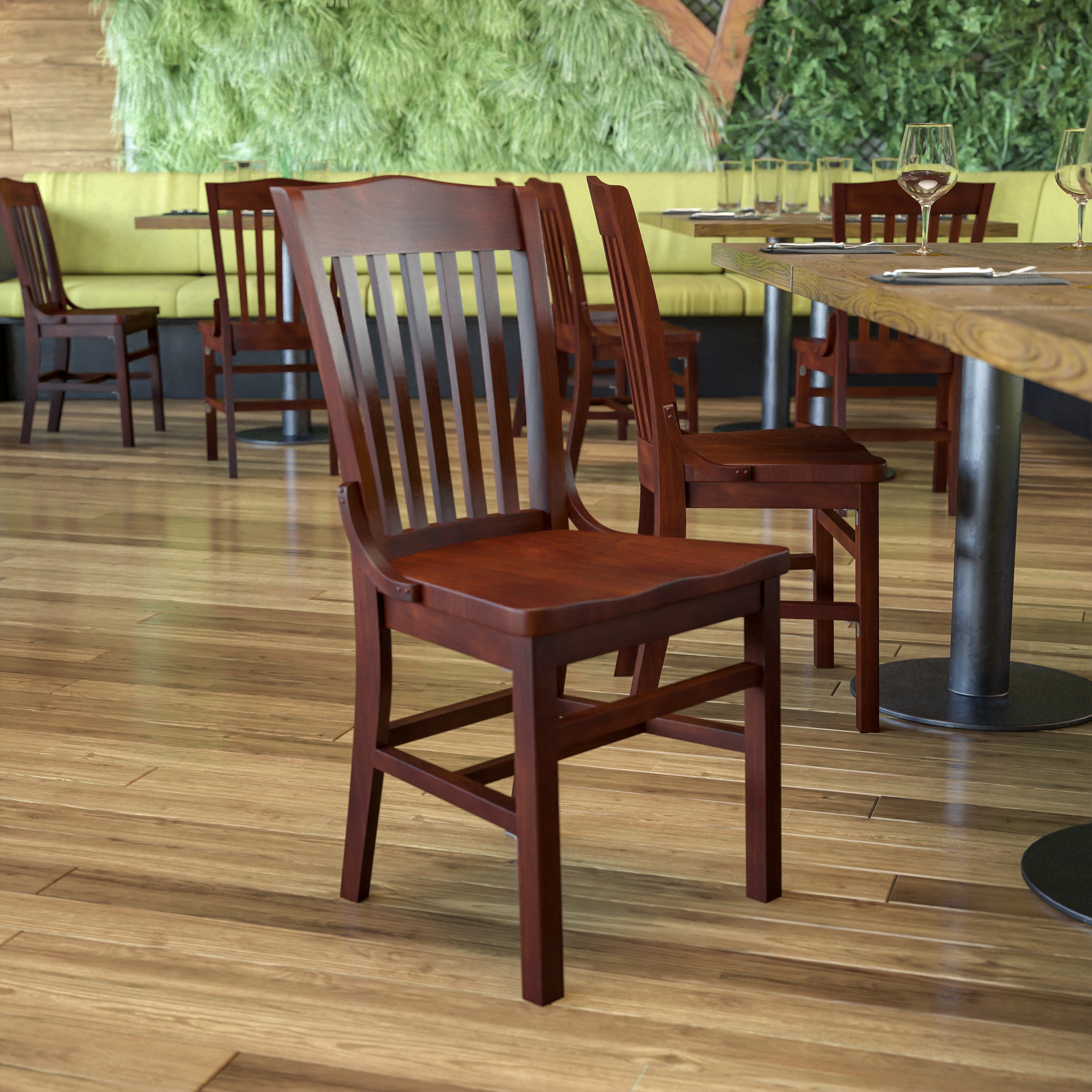 HERCULES Series Finished School House Back Wooden Restaurant Chair-Restaurant Chair-Flash Furniture-Wall2Wall Furnishings