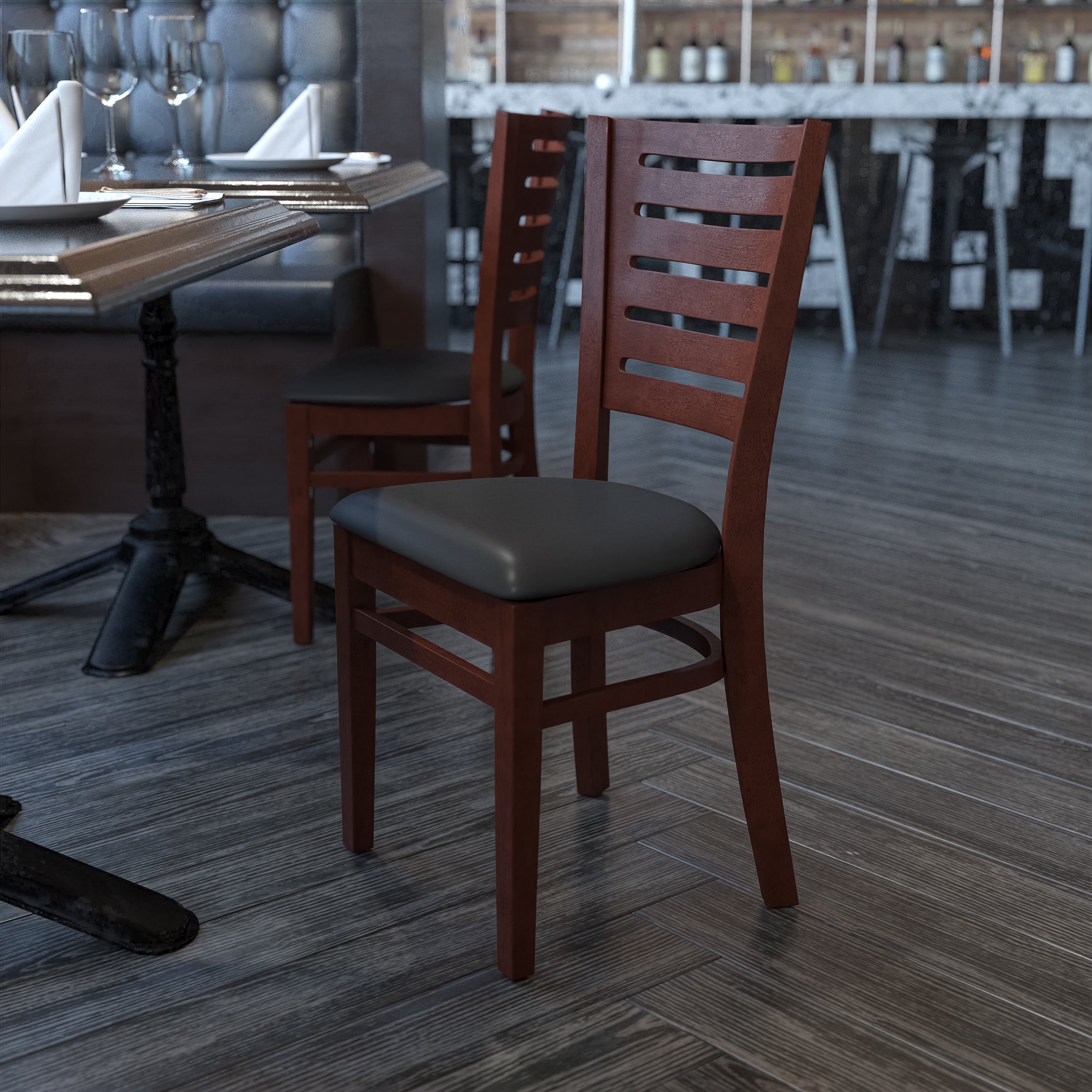Slat Back Wooden Restaurant Chair-Restaurant Chair-Flash Furniture-Wall2Wall Furnishings