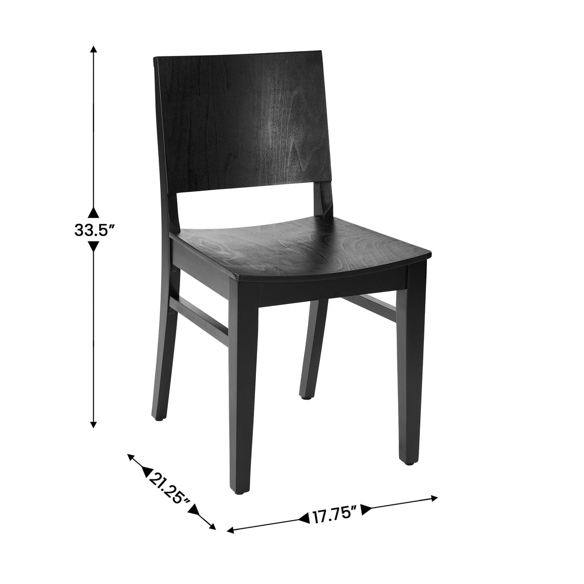 Naples Commercial Grade Solid Wood Dining Chair with Curved Backrest