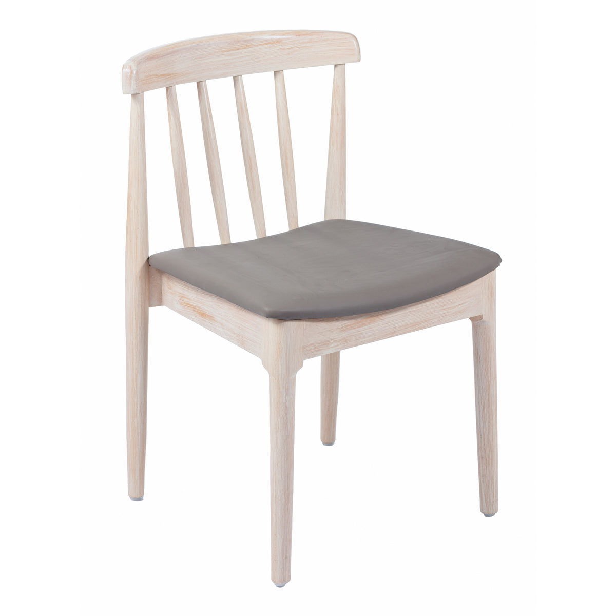 Chester Commercial Grade Solid Wood Dining Chair with Slatted Backrest and Vinyl Seat