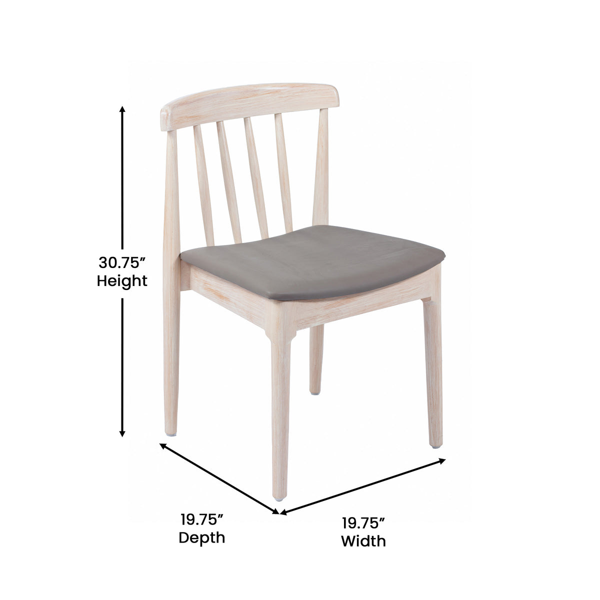 Chester Commercial Grade Solid Wood Dining Chair with Slatted Backrest and Vinyl Seat