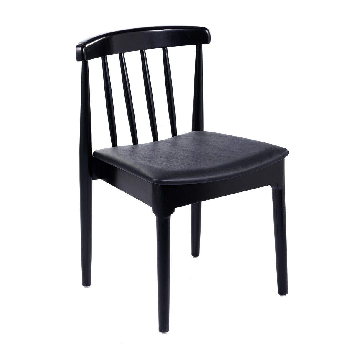 Chester Commercial Grade Solid Wood Dining Chair with Slatted Backrest and Vinyl Seat