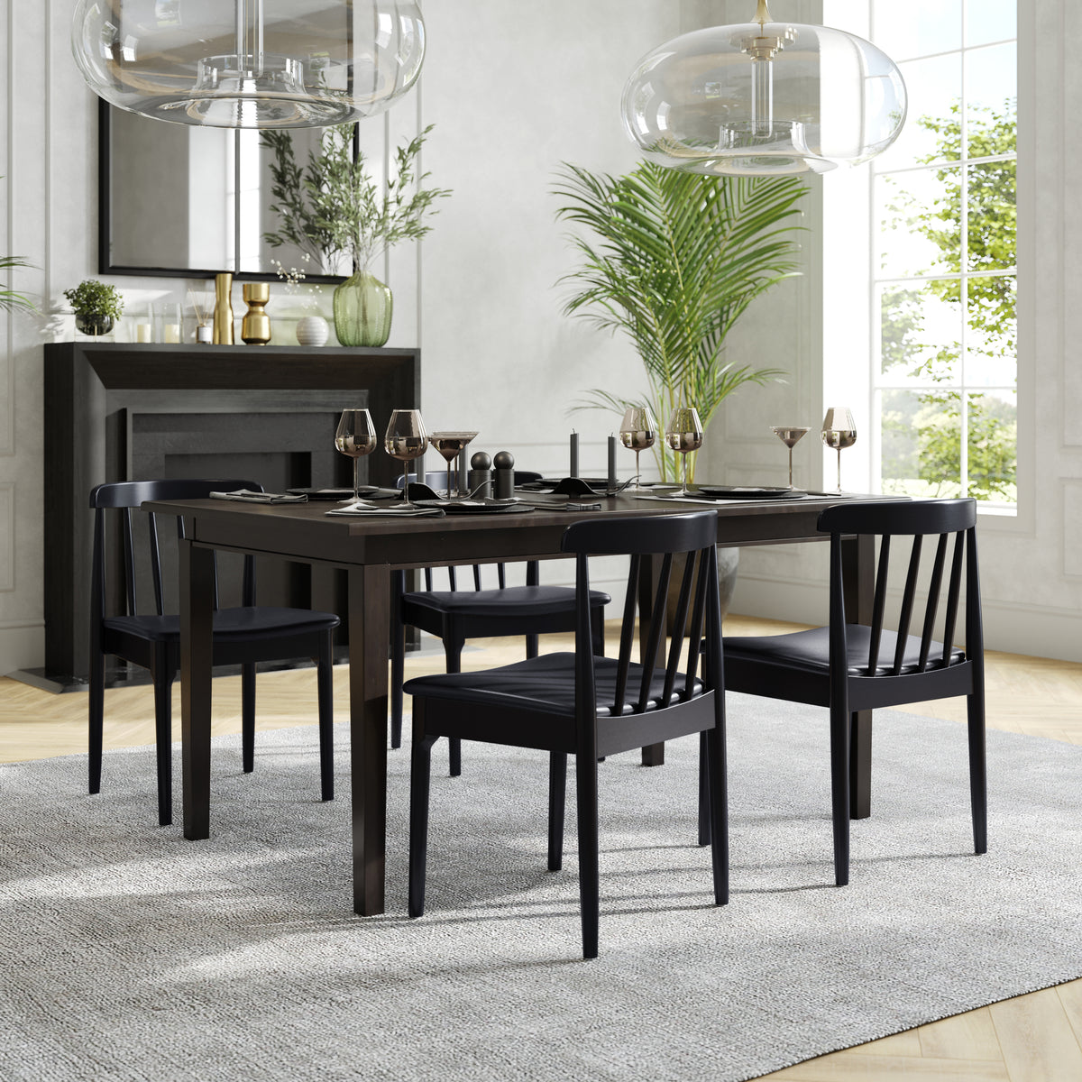 Chester Commercial Grade Solid Wood Dining Chair with Slatted Backrest and Vinyl Seat