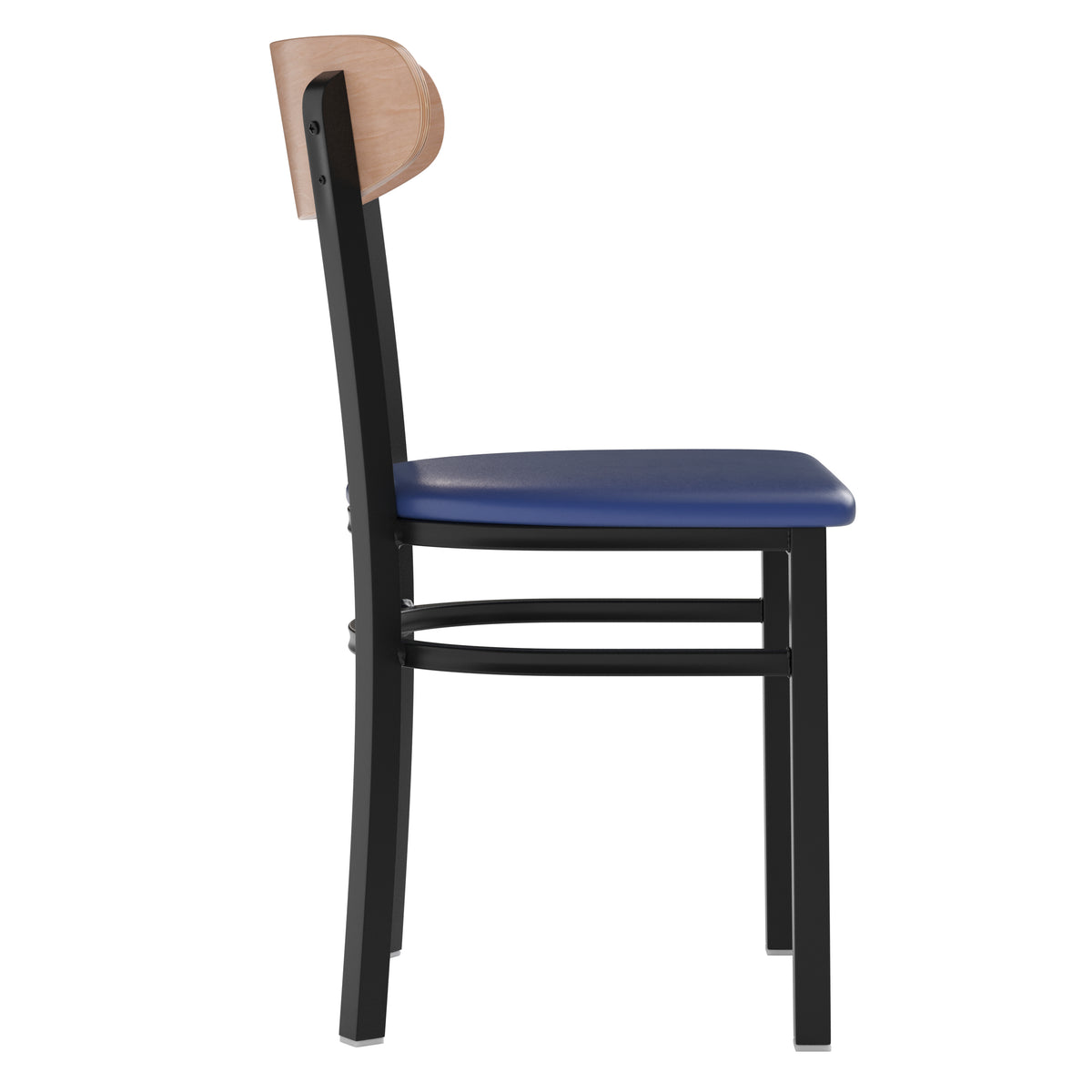 Wright Commercial Grade Dining Chair with 500 LB. Capacity Steel Frame, Solid Wood Seat, and Boomerang Back