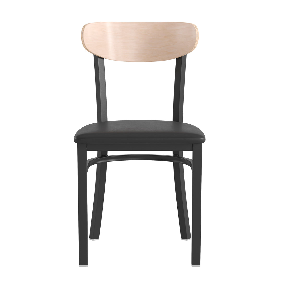 Wright Commercial Grade Dining Chair with 500 LB. Capacity Steel Frame, Solid Wood Seat, and Boomerang Back
