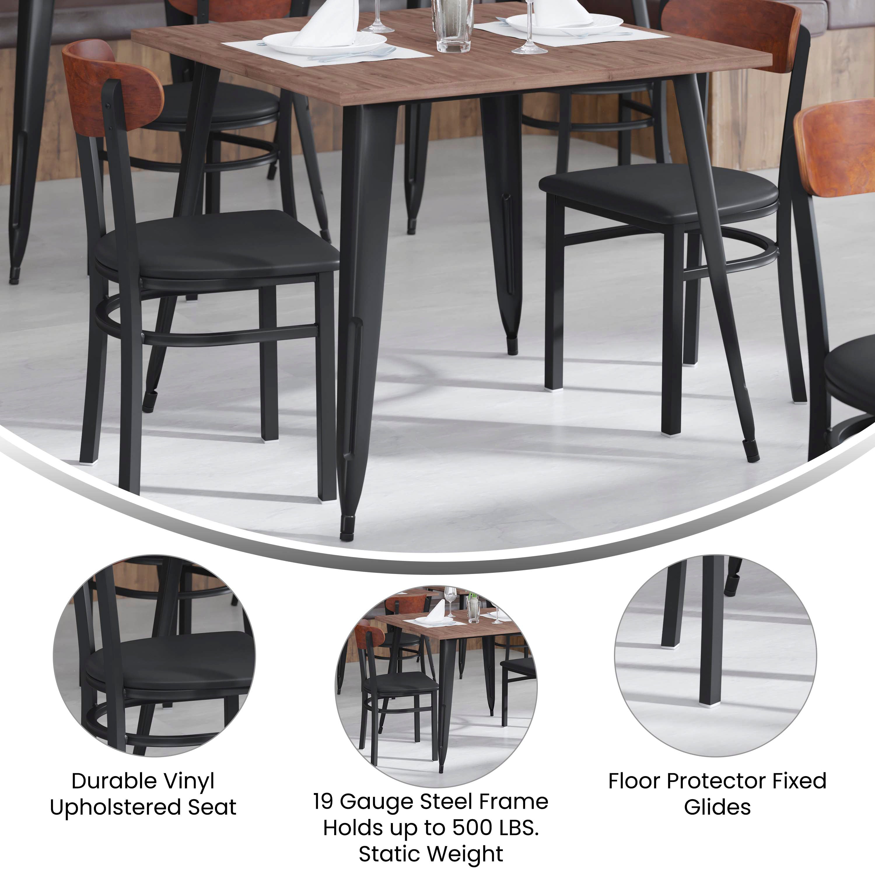 Wright Commercial Grade Dining Chair with 500 LB. Capacity Steel Frame, Solid Wood Seat, and Boomerang Back-Metal/ Restaurant Chair-Flash Furniture-Wall2Wall Furnishings