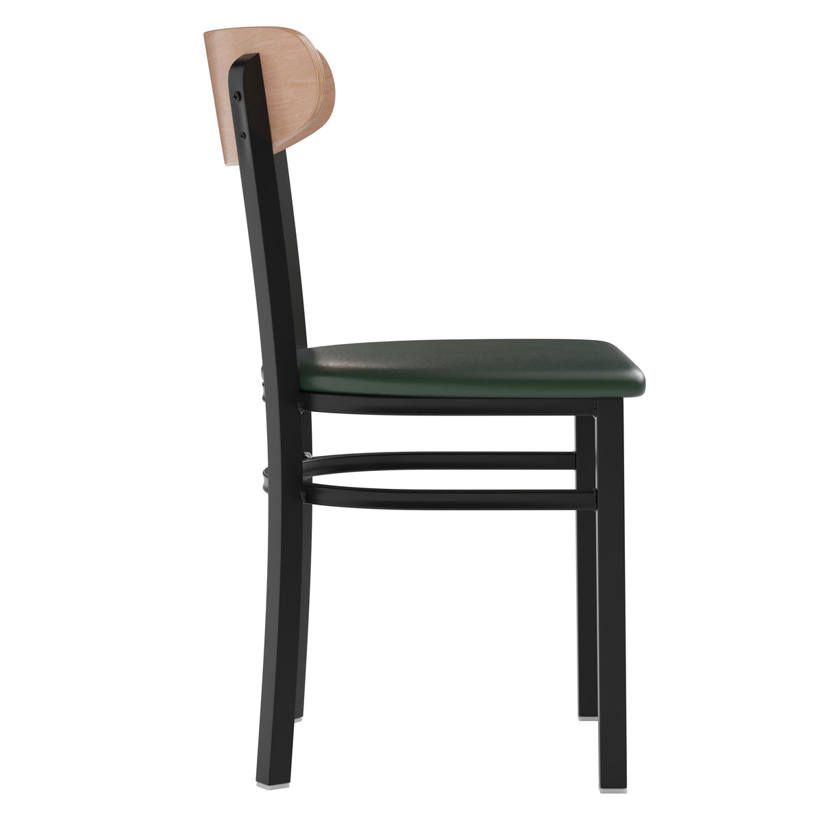 Wright Commercial Grade Dining Chair with 500 LB. Capacity Steel Frame, Solid Wood Seat, and Boomerang Back