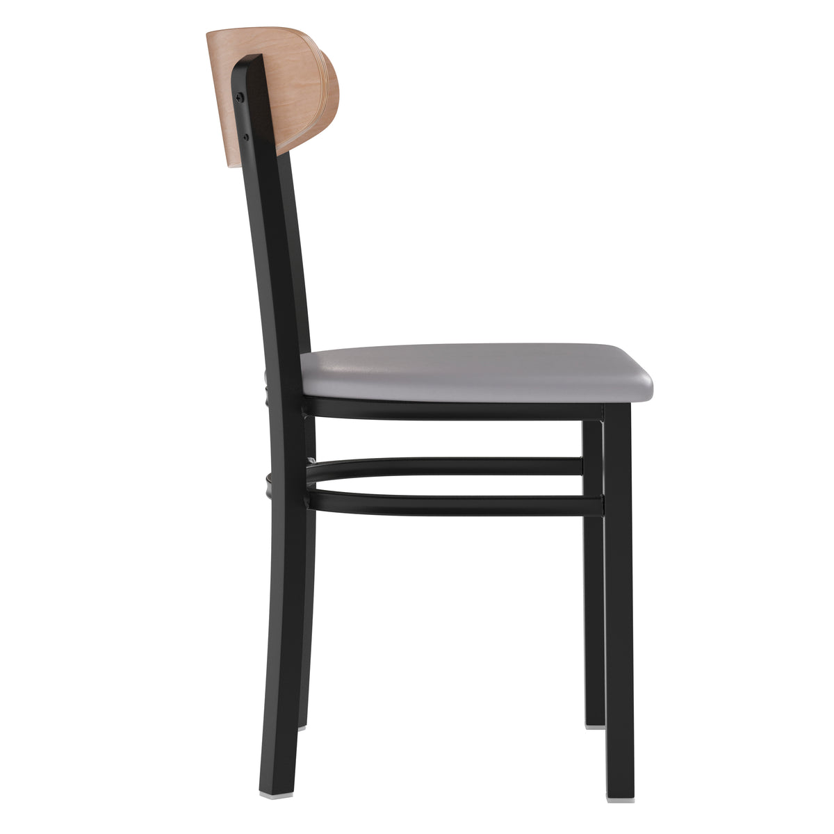 Wright Commercial Grade Dining Chair with 500 LB. Capacity Steel Frame, Solid Wood Seat, and Boomerang Back