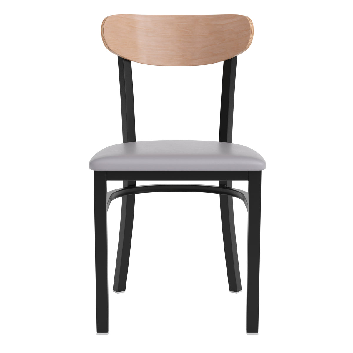 Wright Commercial Grade Dining Chair with 500 LB. Capacity Steel Frame, Solid Wood Seat, and Boomerang Back