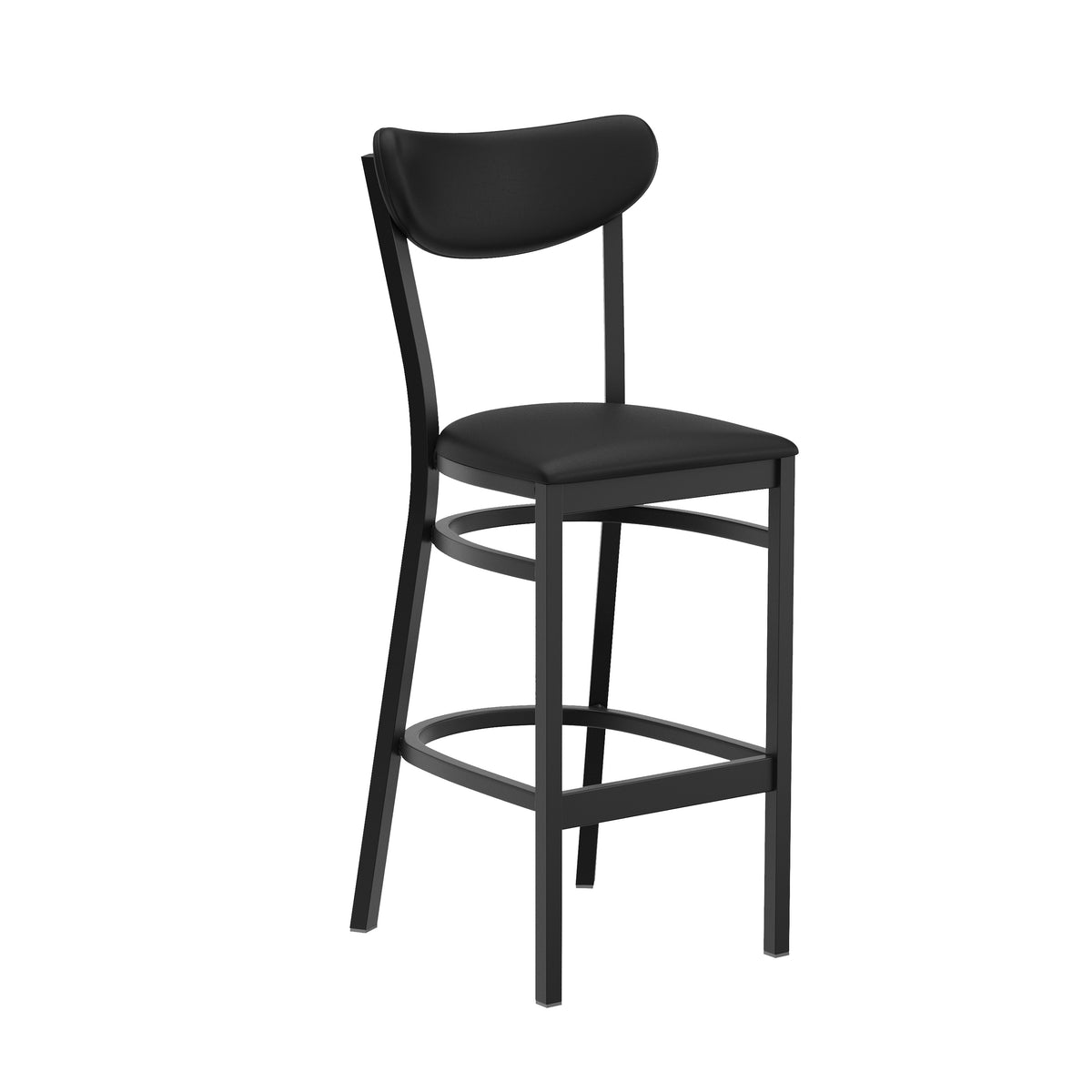 Wright Commercial Grade Barstool with 500 LB. Capacity Steel Frame, Solid Wood Seat, and Boomerang Back