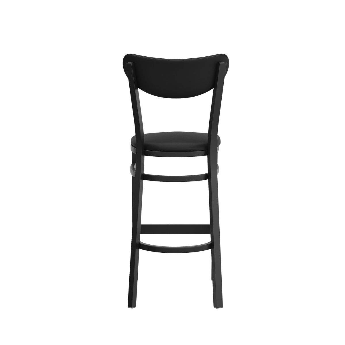 Wright Commercial Grade Barstool with 500 LB. Capacity Steel Frame, Solid Wood Seat, and Boomerang Back
