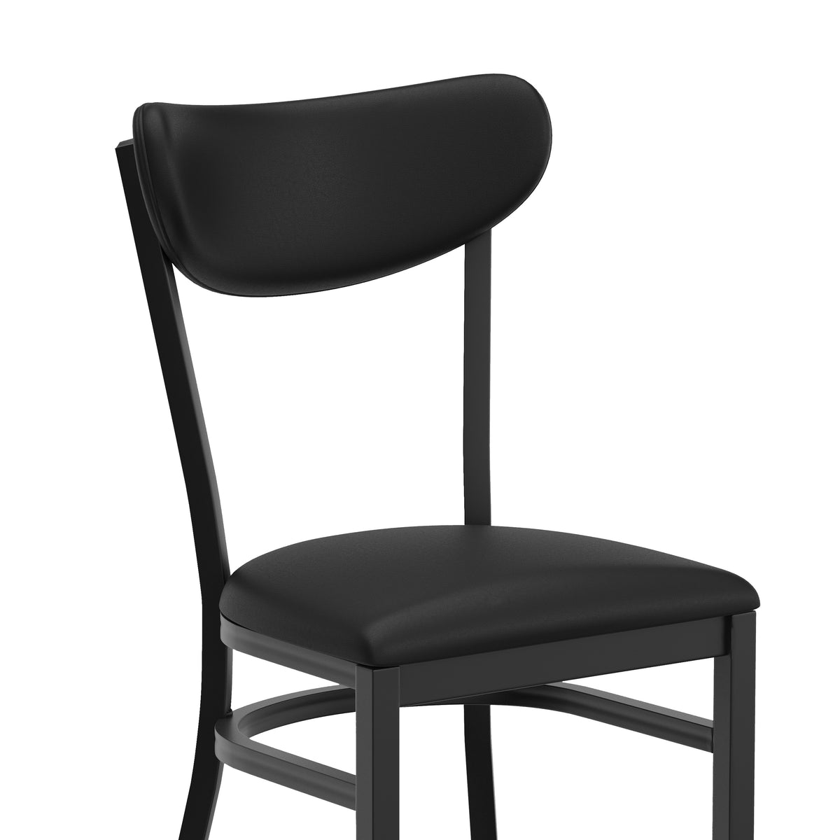 Wright Commercial Grade Barstool with 500 LB. Capacity Steel Frame, Solid Wood Seat, and Boomerang Back