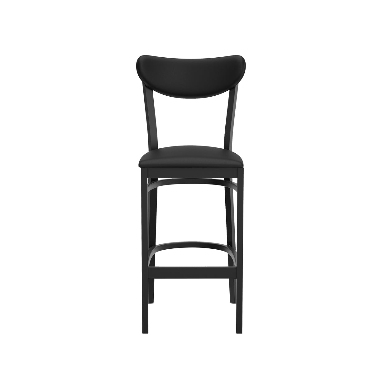 Wright Commercial Grade Barstool with 500 LB. Capacity Steel Frame, Solid Wood Seat, and Boomerang Back