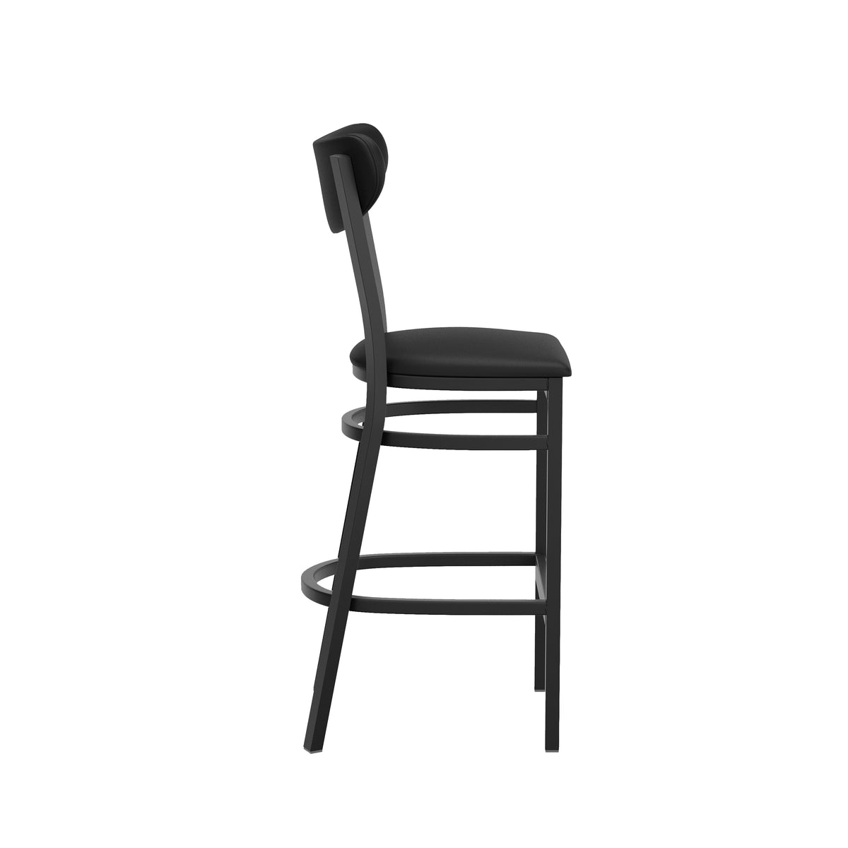 Wright Commercial Grade Barstool with 500 LB. Capacity Steel Frame, Solid Wood Seat, and Boomerang Back