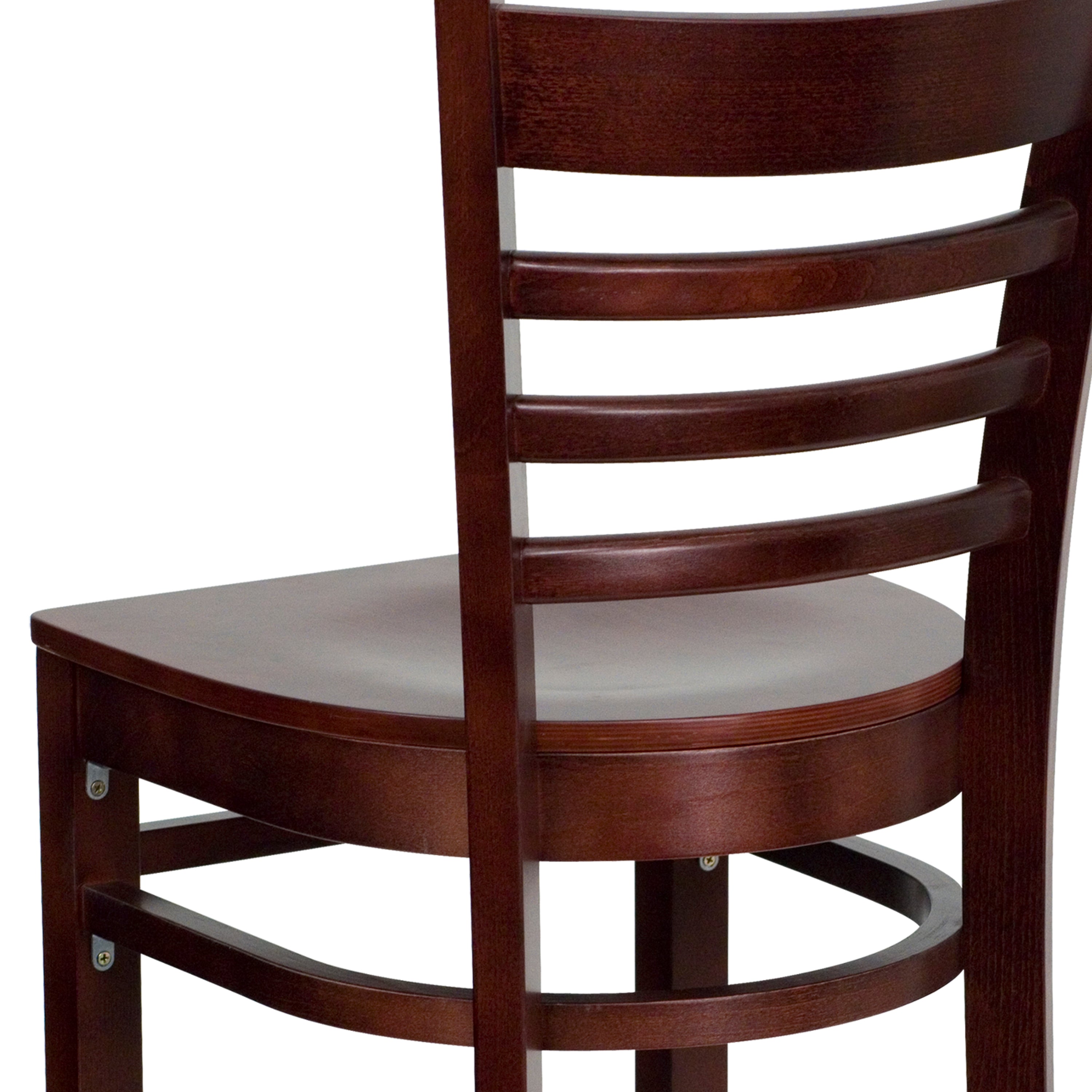 Ladder Back Wooden Restaurant Barstool-Restaurant Barstool-Flash Furniture-Wall2Wall Furnishings