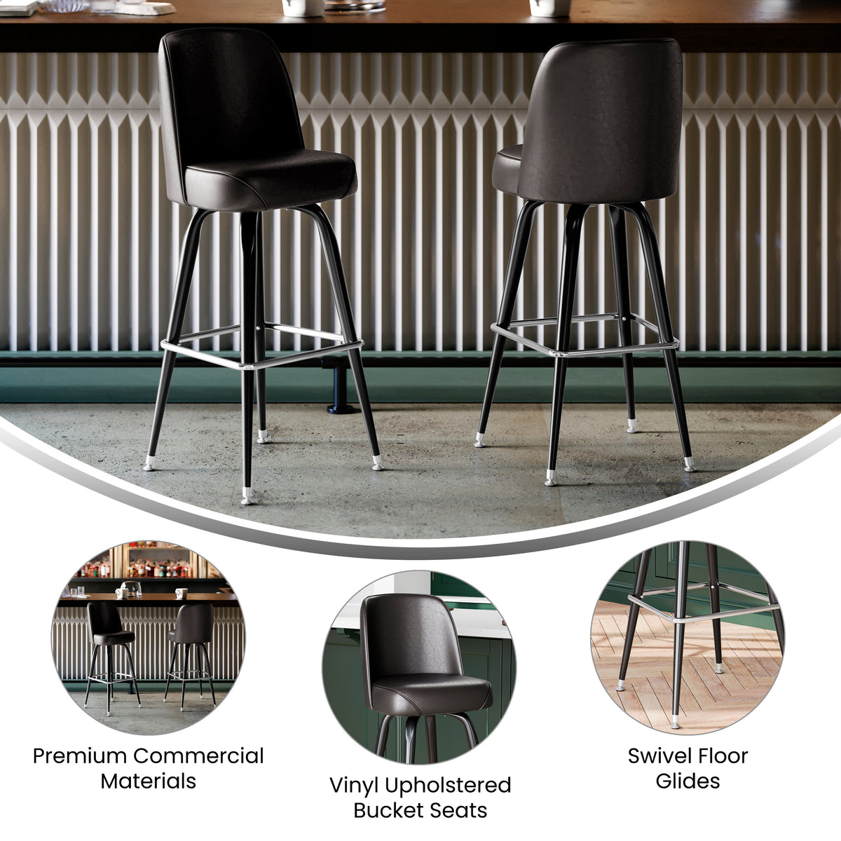 Metal Barstool with Swivel Bucket Seat