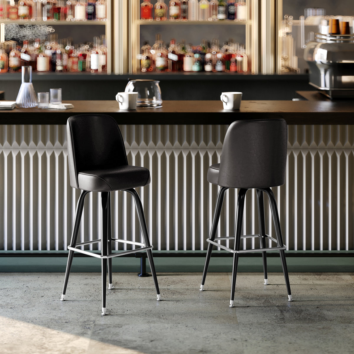 Metal Barstool with Swivel Bucket Seat