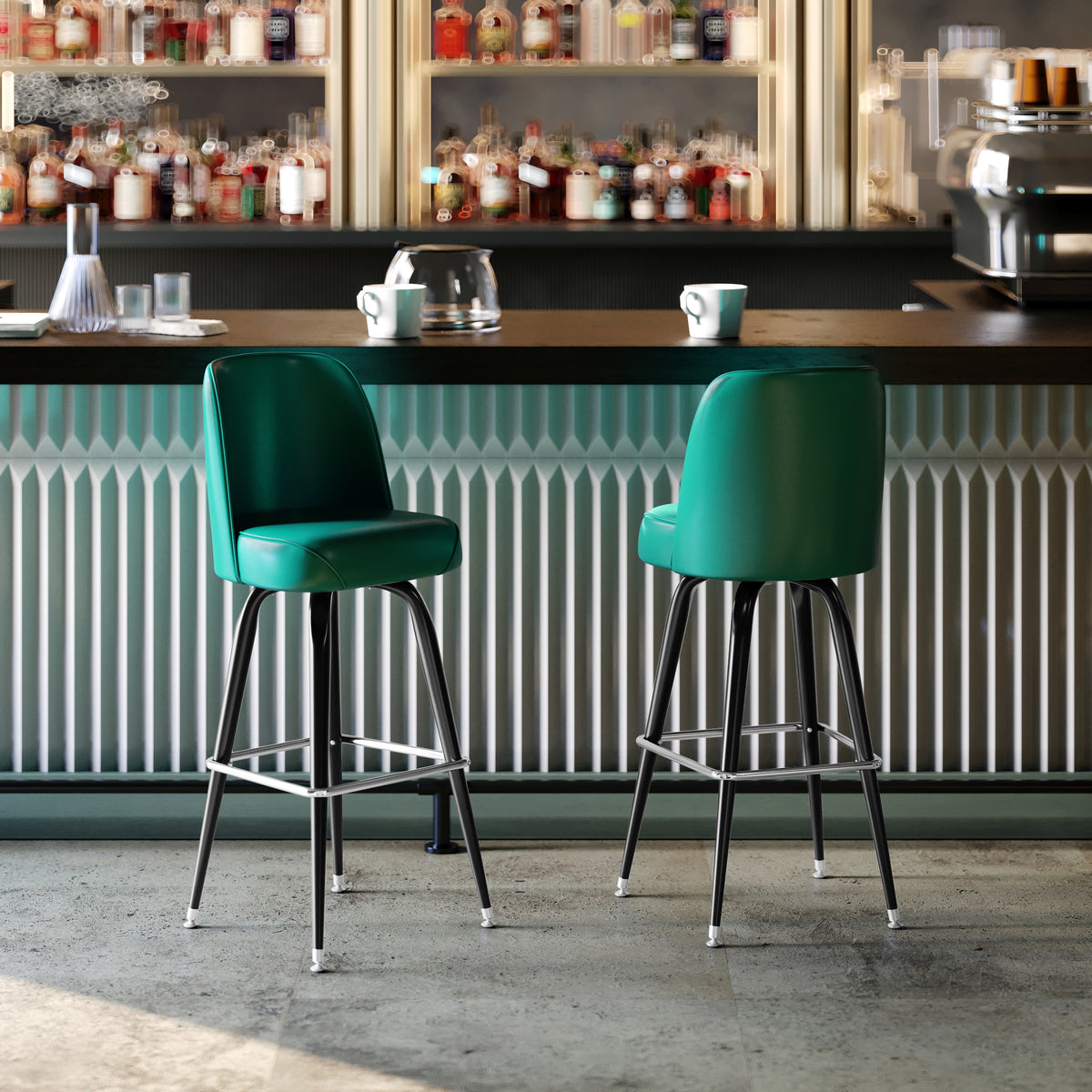 Metal Barstool with Swivel Bucket Seat
