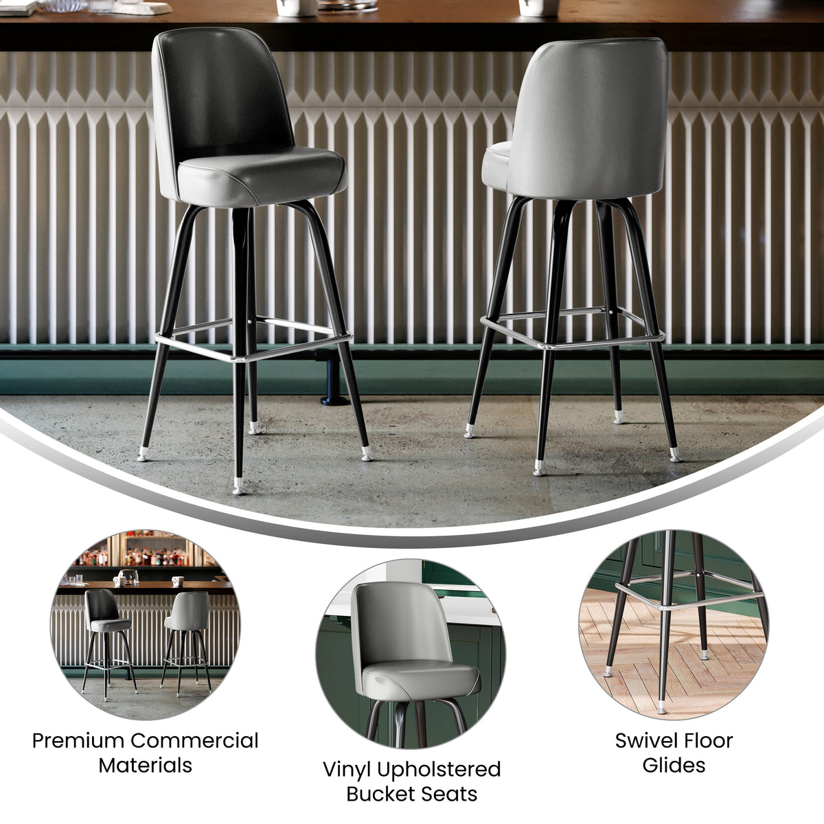 Metal Barstool with Swivel Bucket Seat