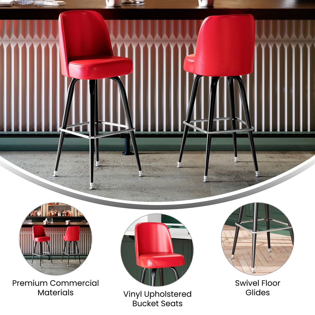 Metal Barstool with Swivel Bucket Seat