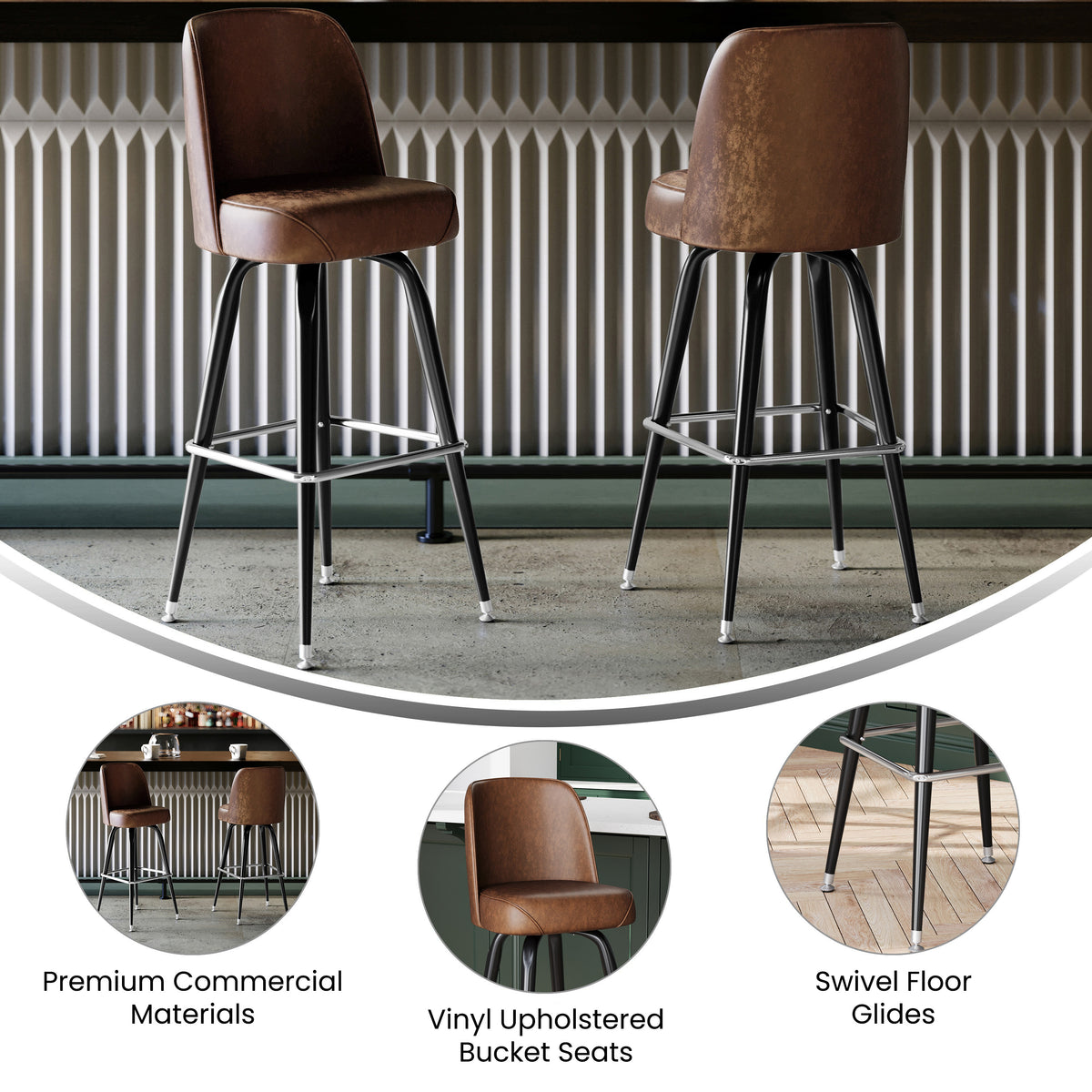 Metal Barstool with Swivel Bucket Seat