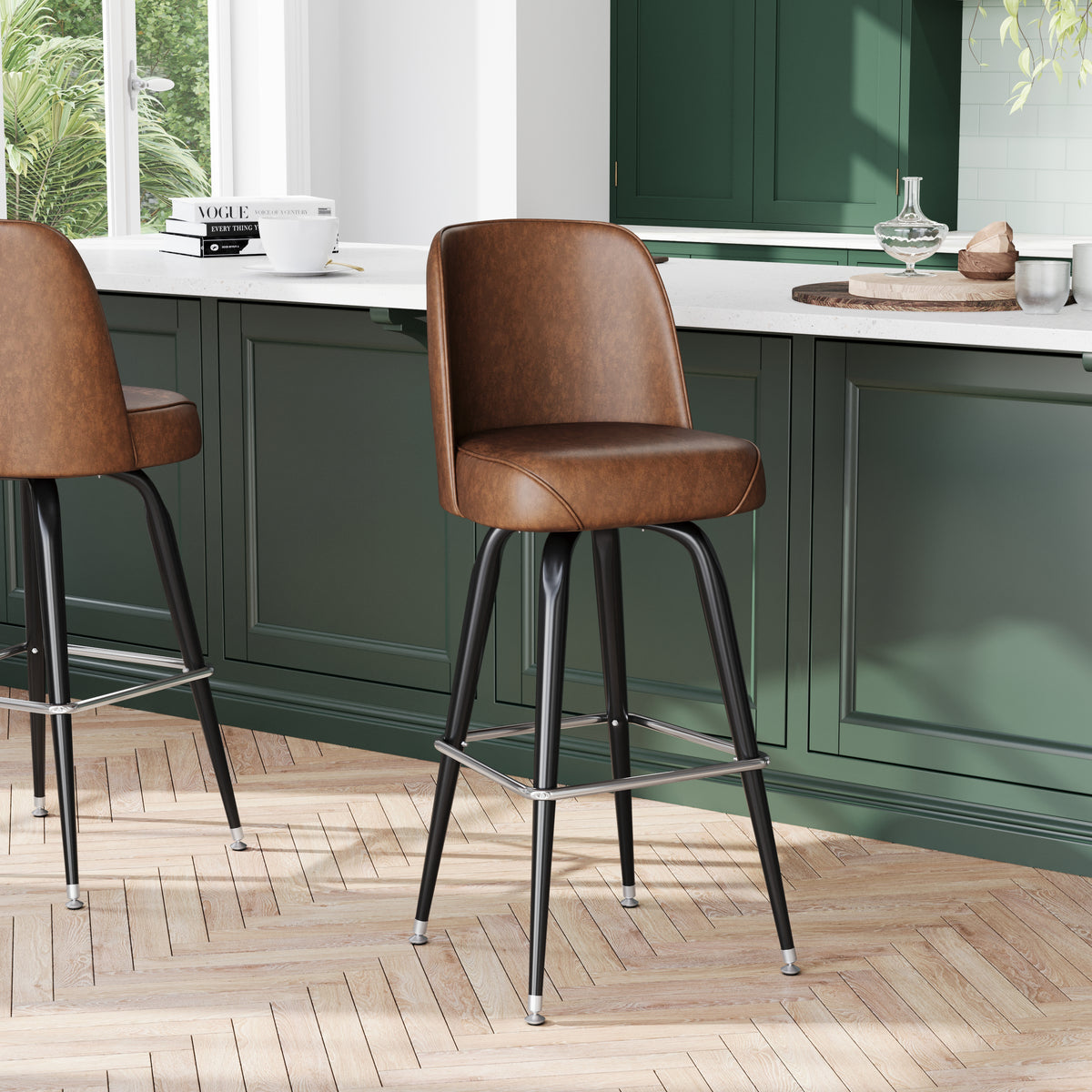 Metal Barstool with Swivel Bucket Seat