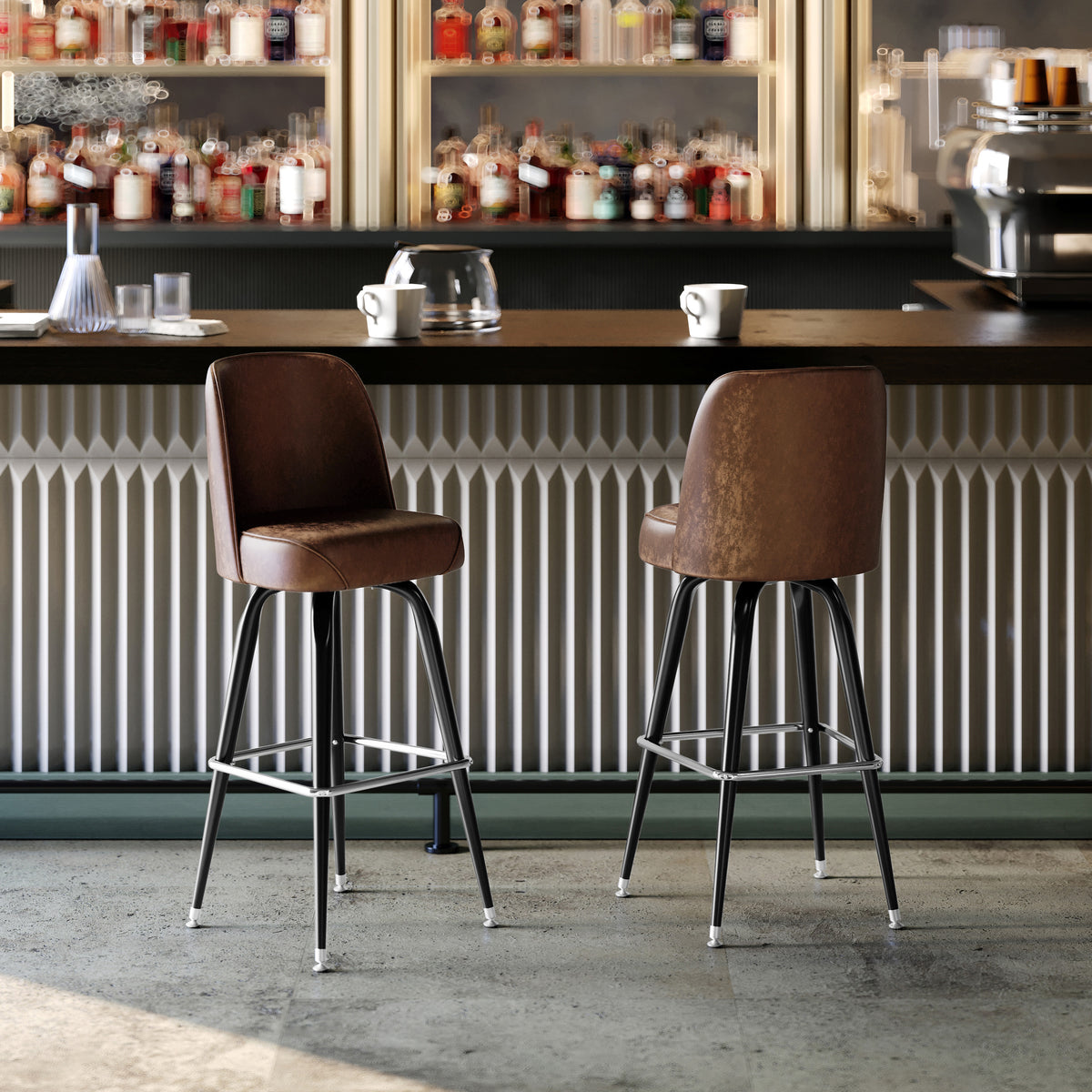 Metal Barstool with Swivel Bucket Seat