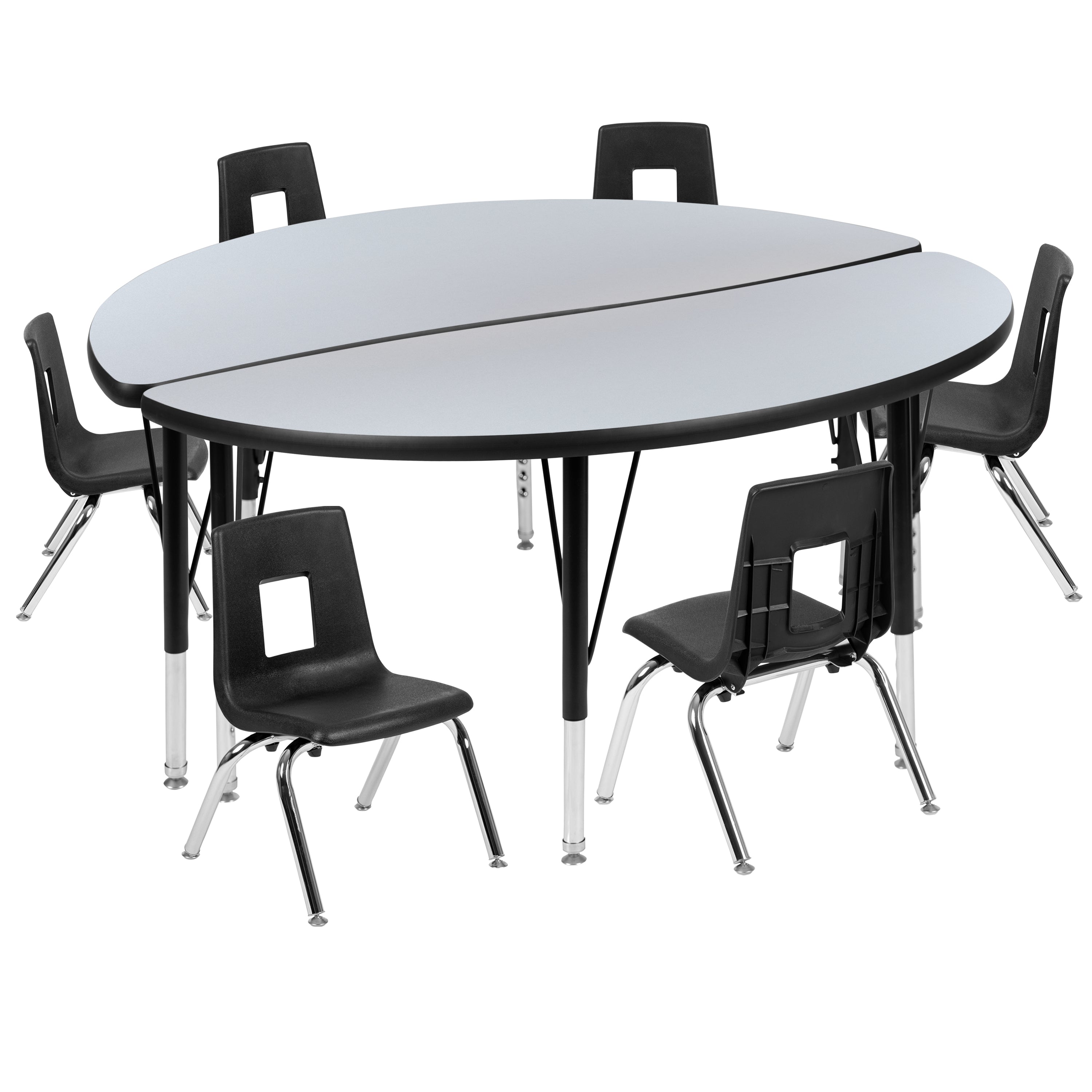 47.5" Circle Wave Flexible Laminate Activity Table Set with 12" Student Stack Chairs-Collaborative Activity Table Set-Flash Furniture-Wall2Wall Furnishings