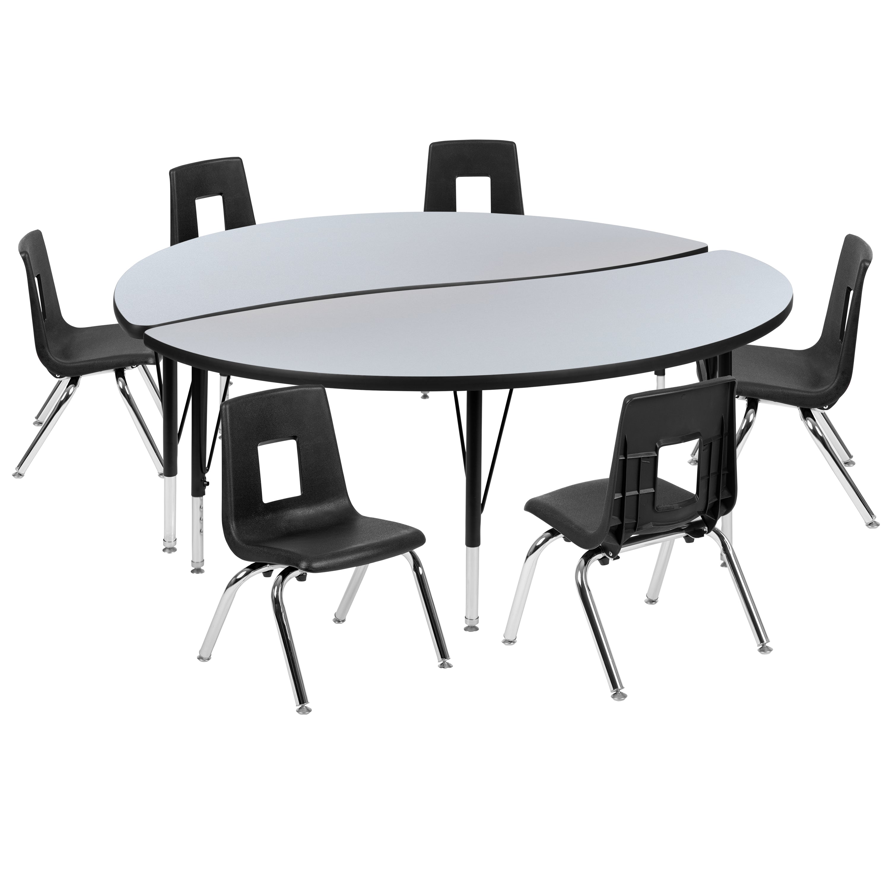 60" Circle Wave Flexible Laminate Activity Table Set with 14" Student Stack Chairs-Collaborative Activity Table Set-Flash Furniture-Wall2Wall Furnishings