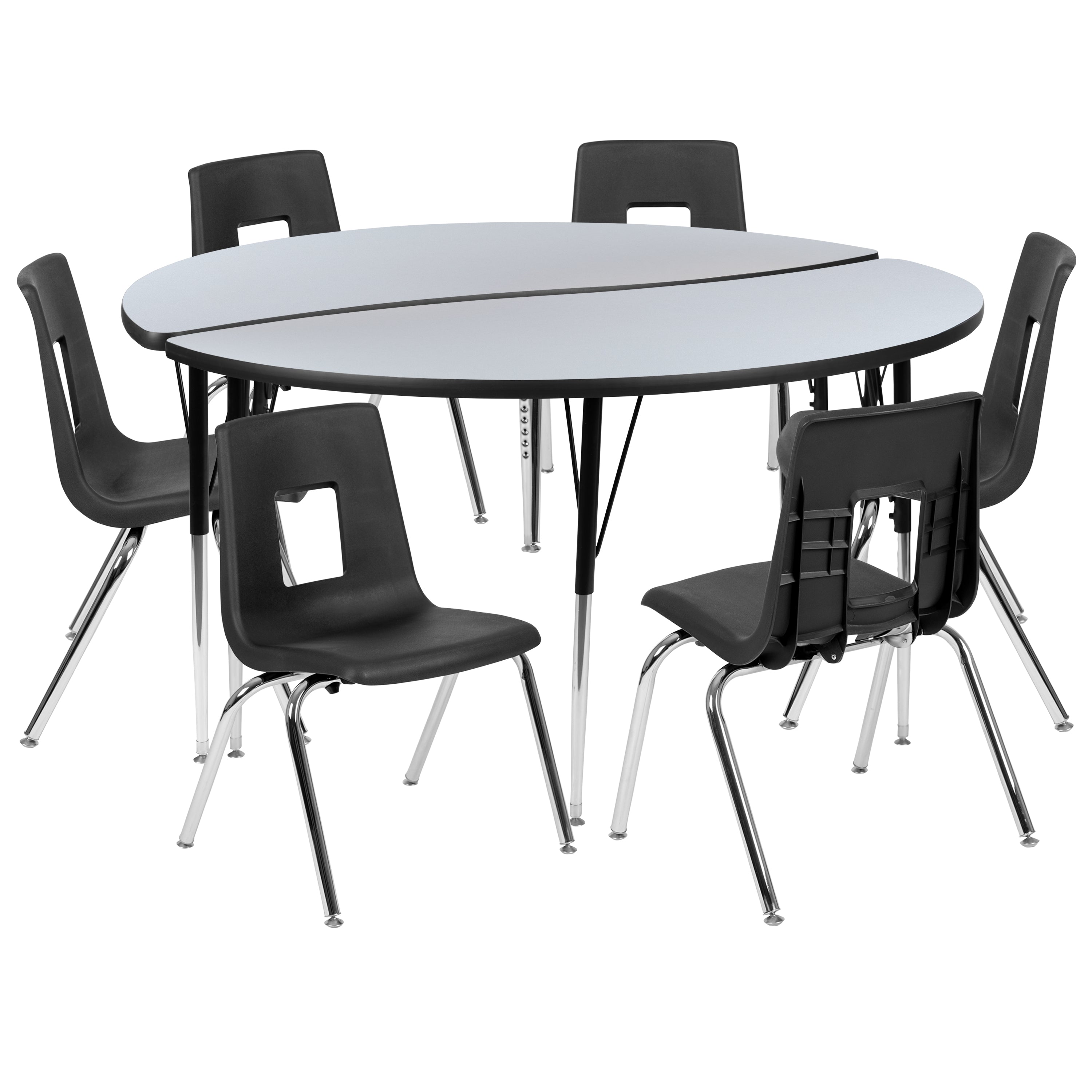60" Circle Wave Flexible Laminate Activity Table Set with 16" Student Stack Chairs-Collaborative Activity Table Set-Flash Furniture-Wall2Wall Furnishings
