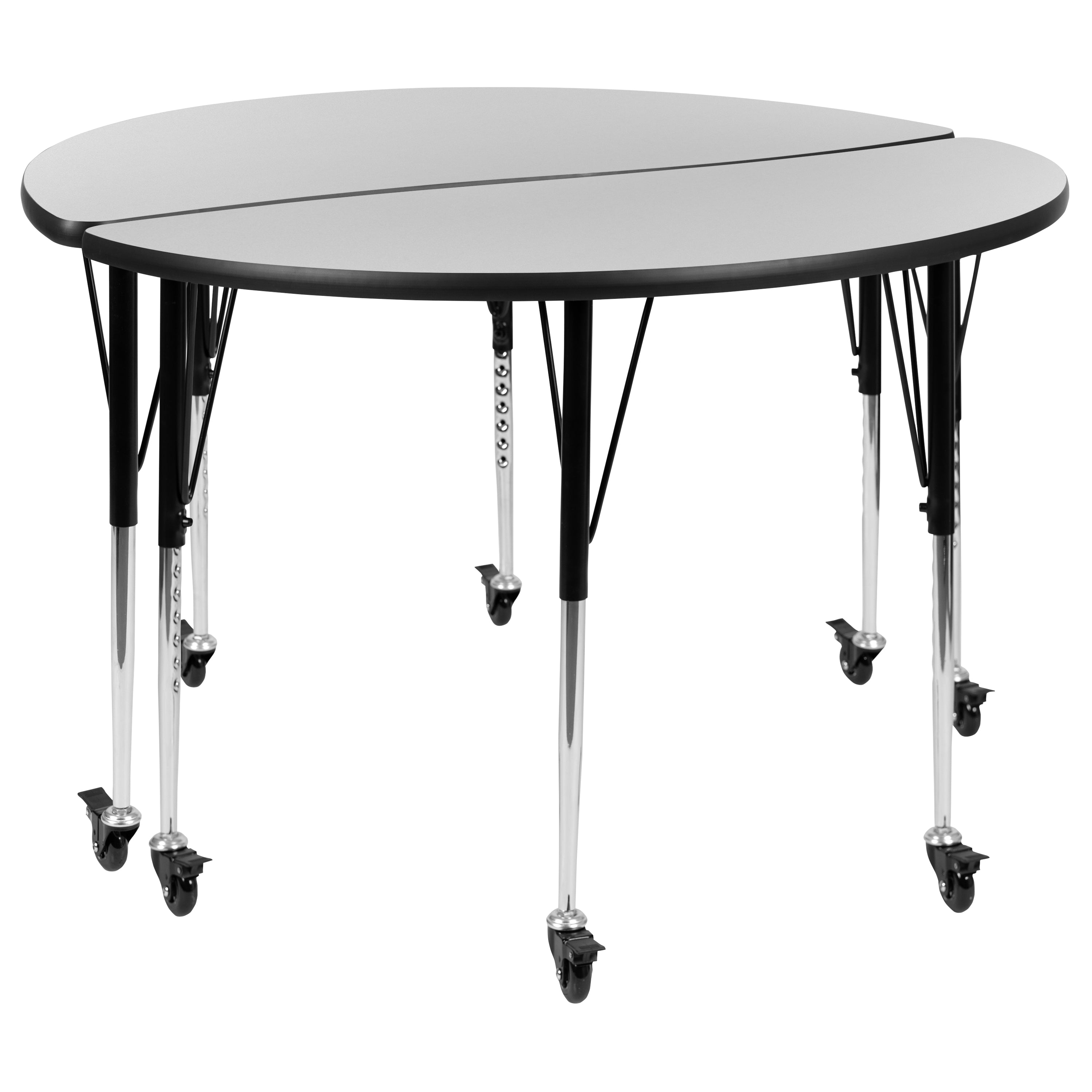 2 Piece Mobile 47.5" Circle Wave Flexible Grey Thermal Laminate Adjustable Activity Table Set-Collaborative Activity Table Set-Flash Furniture-Wall2Wall Furnishings