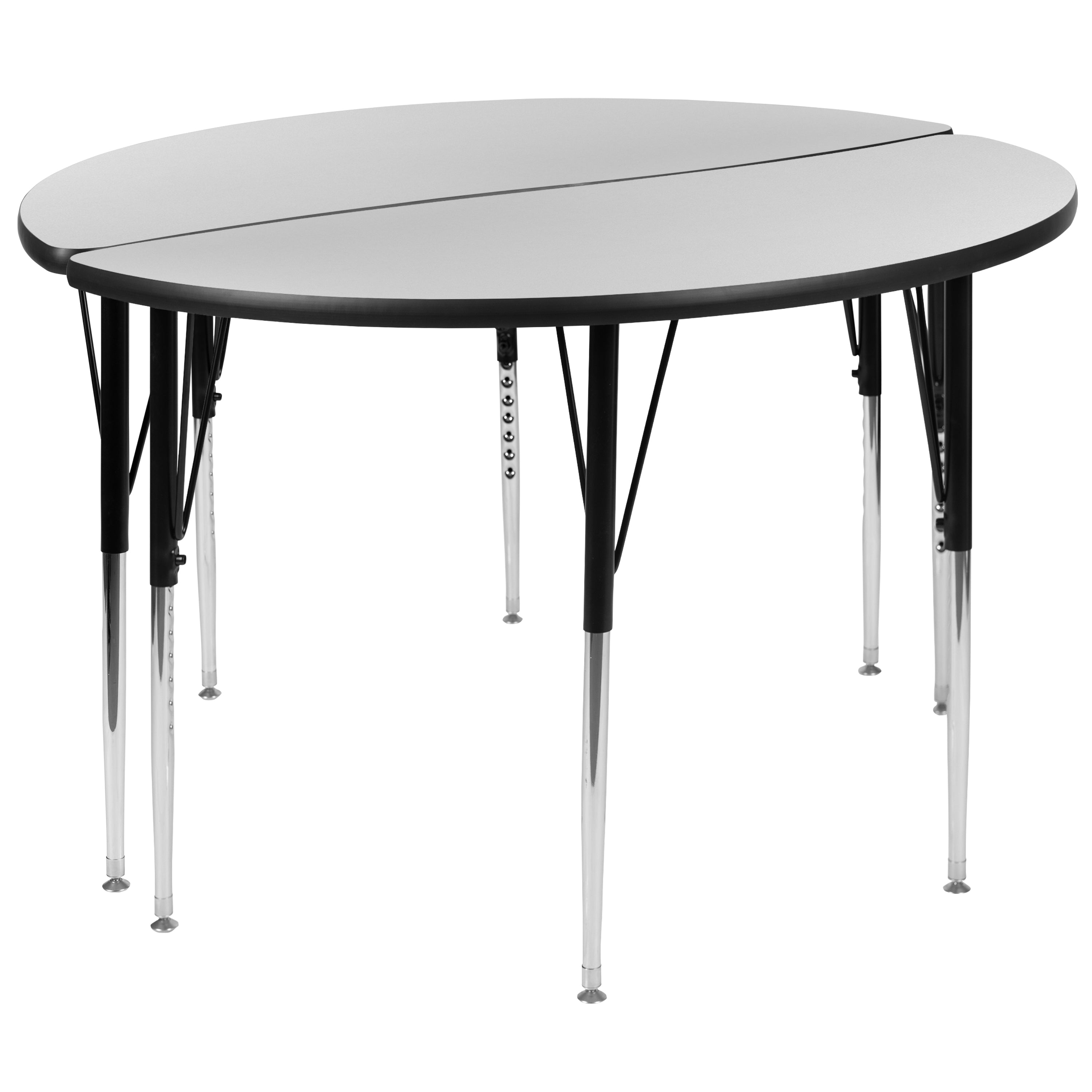 2 Piece 47.5" Circle Wave Flexible Grey Thermal Laminate Activity Table Set - Standard Height Adjustable Legs-Collaborative Activity Table Set-Flash Furniture-Wall2Wall Furnishings