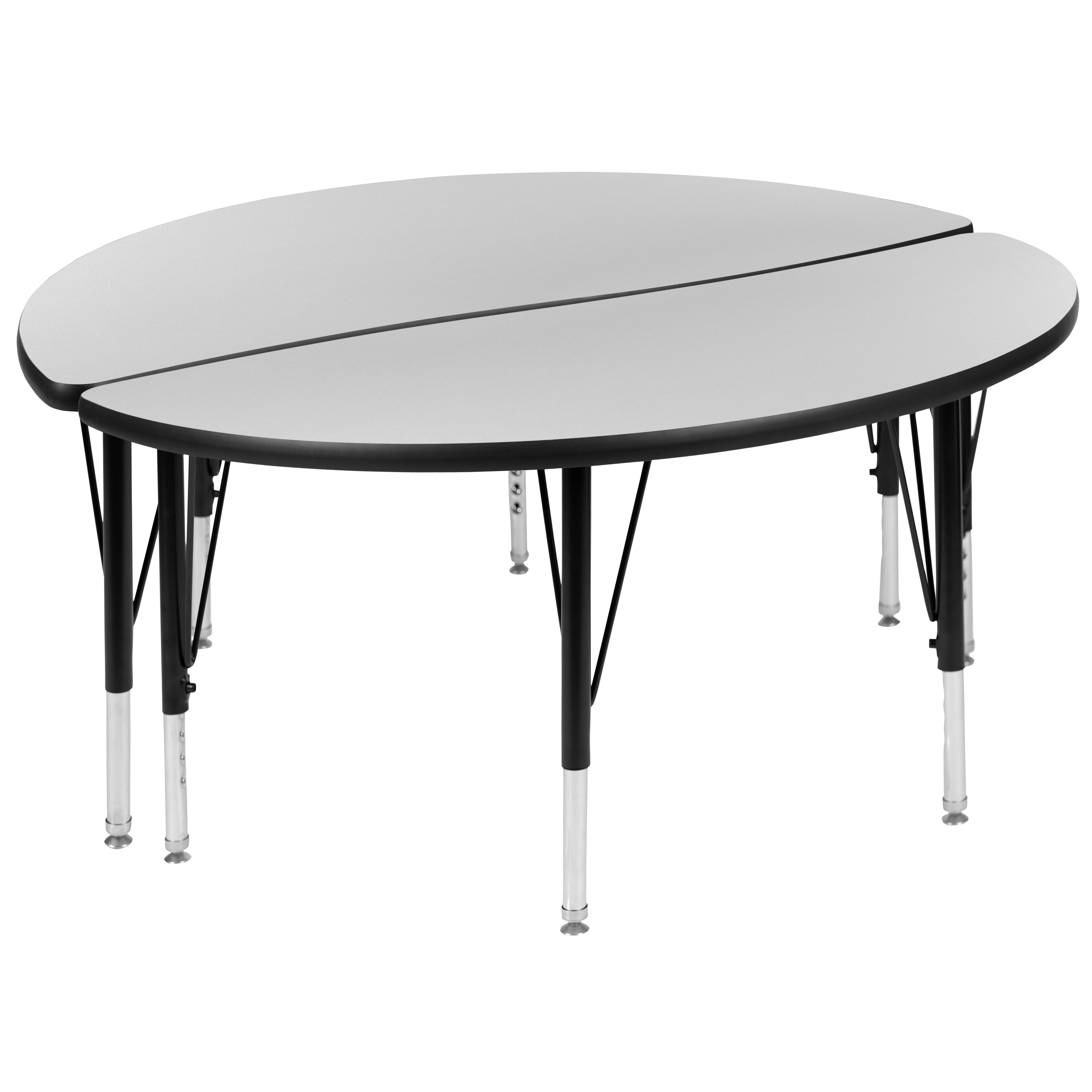 2 Piece 47.5" Circle Wave Flexible Grey Thermal Laminate Activity Table Set - Height Adjustable Short Legs-Collaborative Activity Table Set-Flash Furniture-Wall2Wall Furnishings