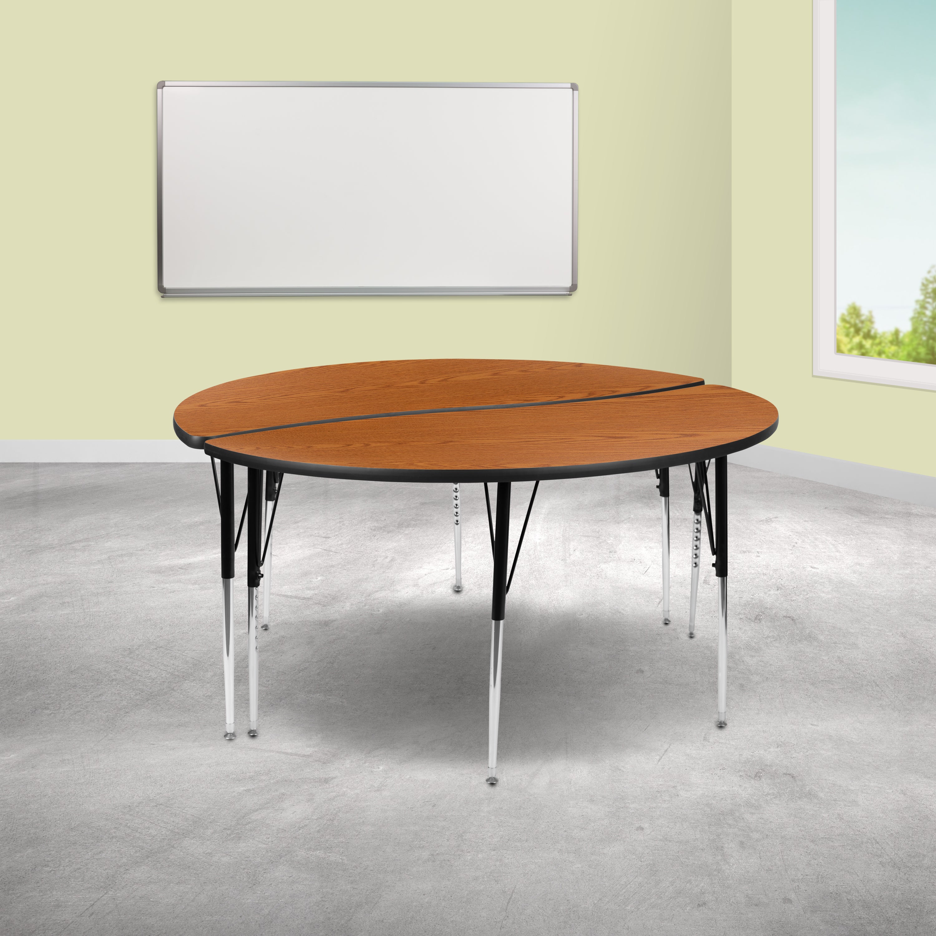 2 Piece 60" Circle Wave Flexible Grey Thermal Laminate Activity Table Set - Standard Height Adjustable Legs-Collaborative Activity Table Set-Flash Furniture-Wall2Wall Furnishings