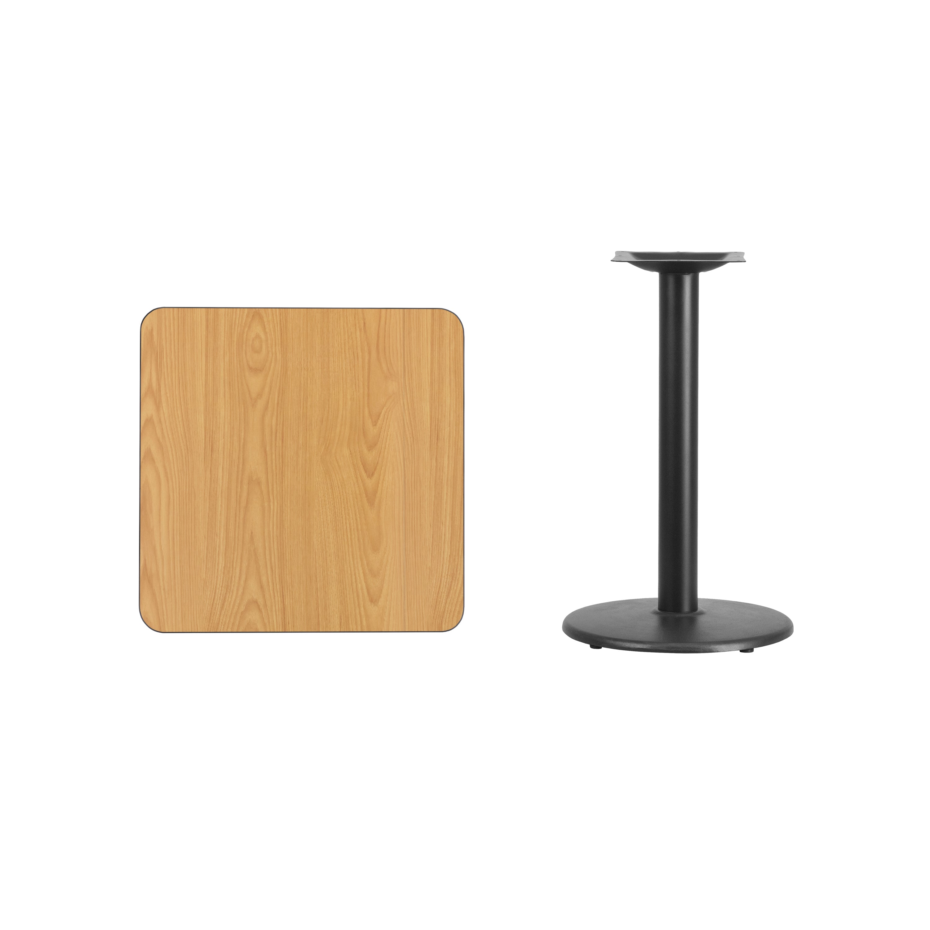 24'' Square Laminate Table Top with 18'' Round Table Height Base-Restaurant Dining Table and Bases-Flash Furniture-Wall2Wall Furnishings