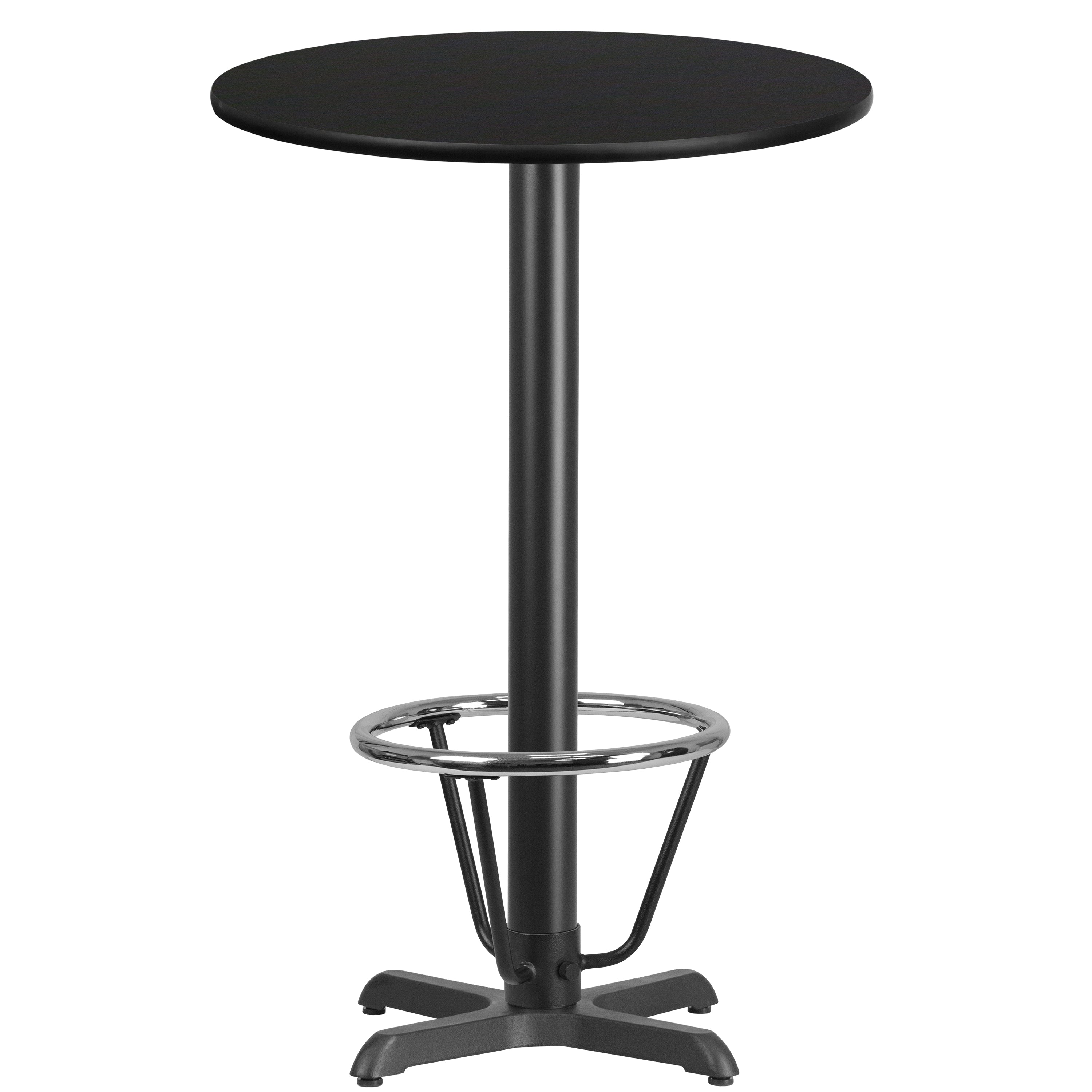 24'' Round Laminate Table Top with 22'' x 22'' Bar Height Table Base and Foot Ring-Restaurant Dining Table and Bases - Bar Height-Flash Furniture-Wall2Wall Furnishings