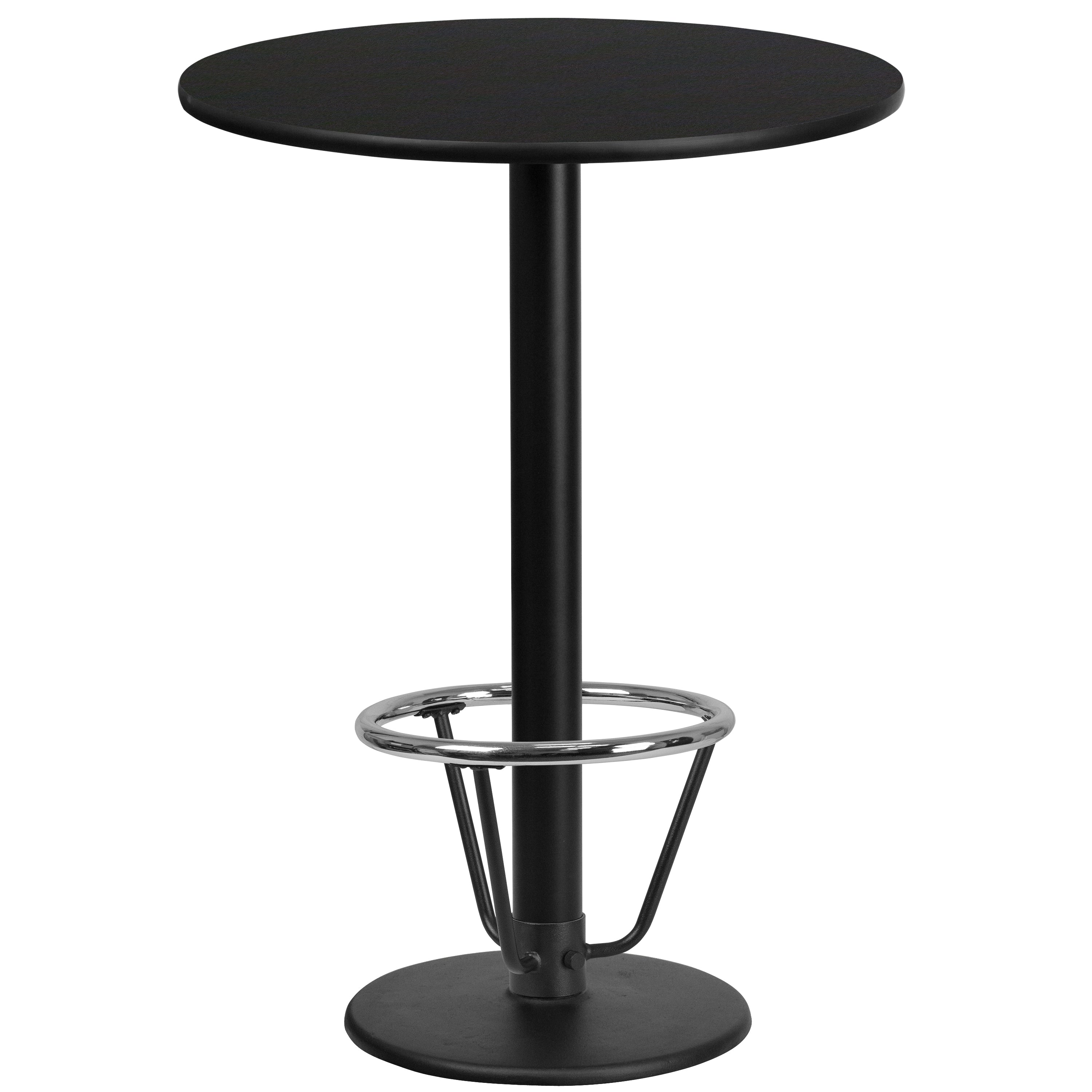 24'' Round Laminate Table Top with 18'' Round Bar Height Table Base and Foot Ring-Restaurant Dining Table and Bases - Bar Height-Flash Furniture-Wall2Wall Furnishings
