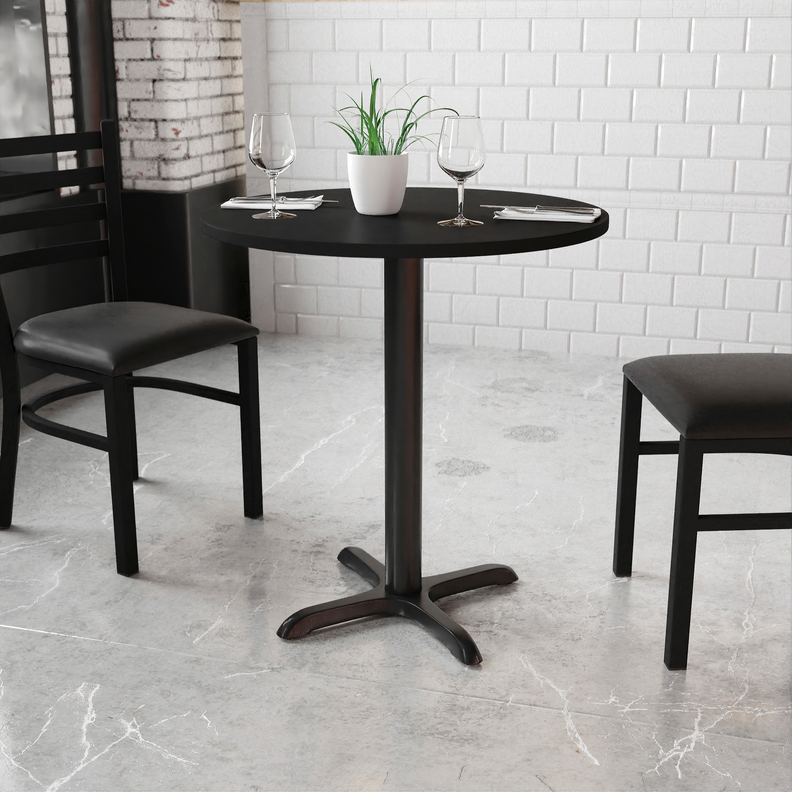 30'' Round Laminate Table Top with 22'' x 22'' Table Height Base-Restaurant Dining Table and Bases-Flash Furniture-Wall2Wall Furnishings